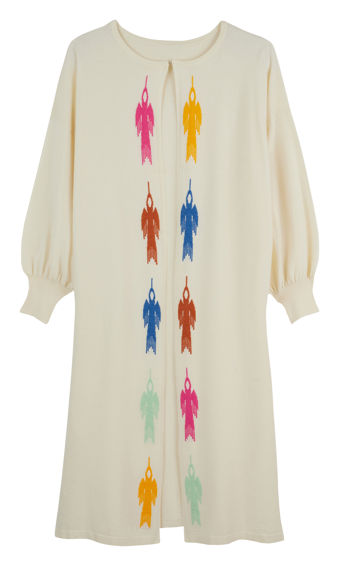 Gilet long ouvert imprimé en maille WILD Beige