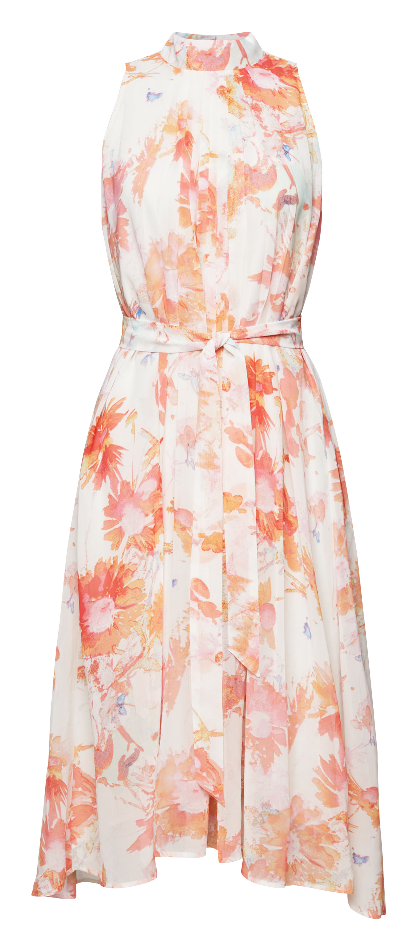 Robe midi col rond imprimée ESPRIT Blanc