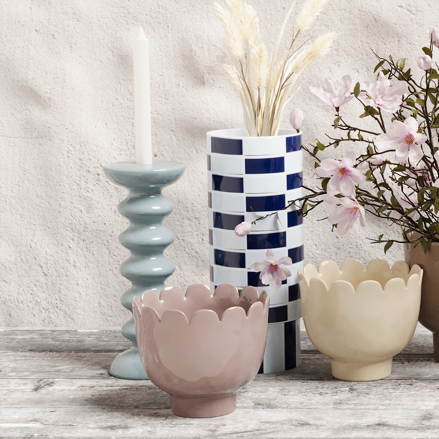 Contemporary ceramic design-led candlestick POTIRON PARIS Blue