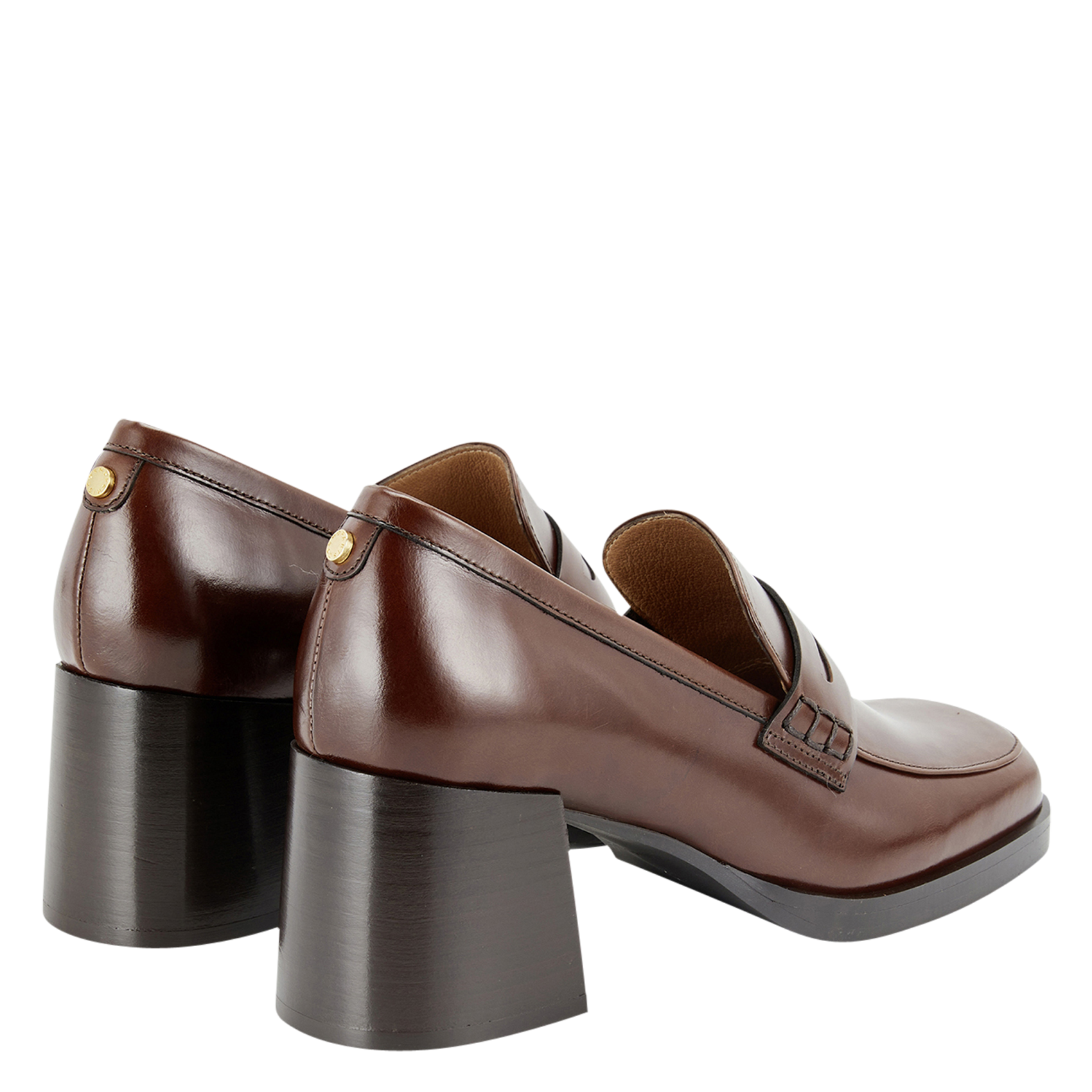 Heeled leather loafers COSMOPARIS Brown