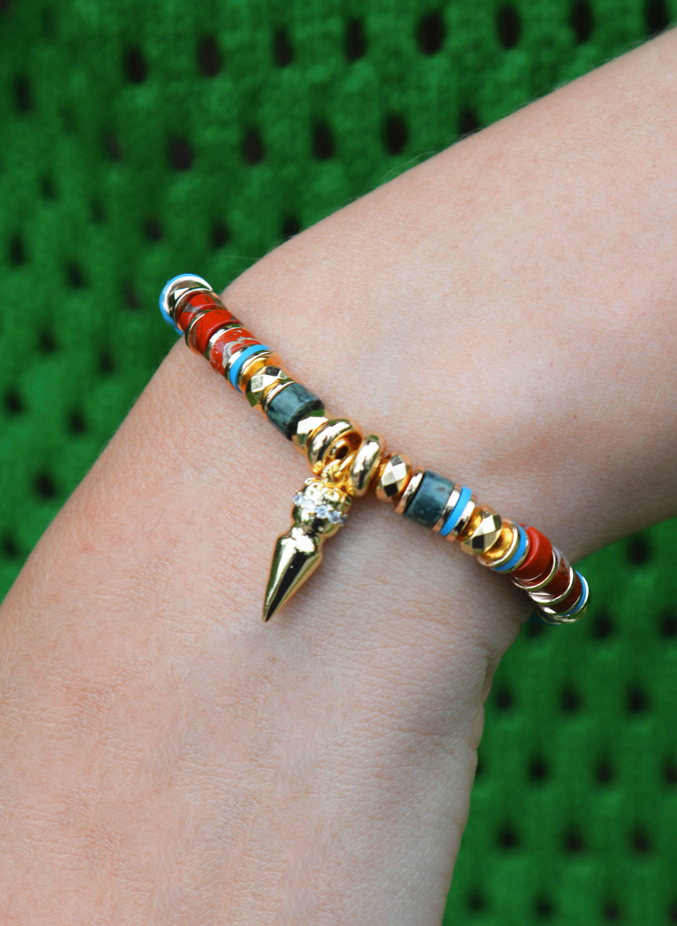 Bracelet with beads and adjustable charm HIPANEMA Blue