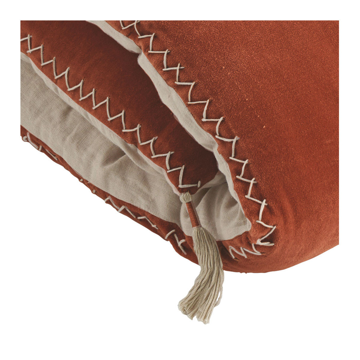 Futon orange brûlé en velours de coton BLANC D'IVOIRE Orange