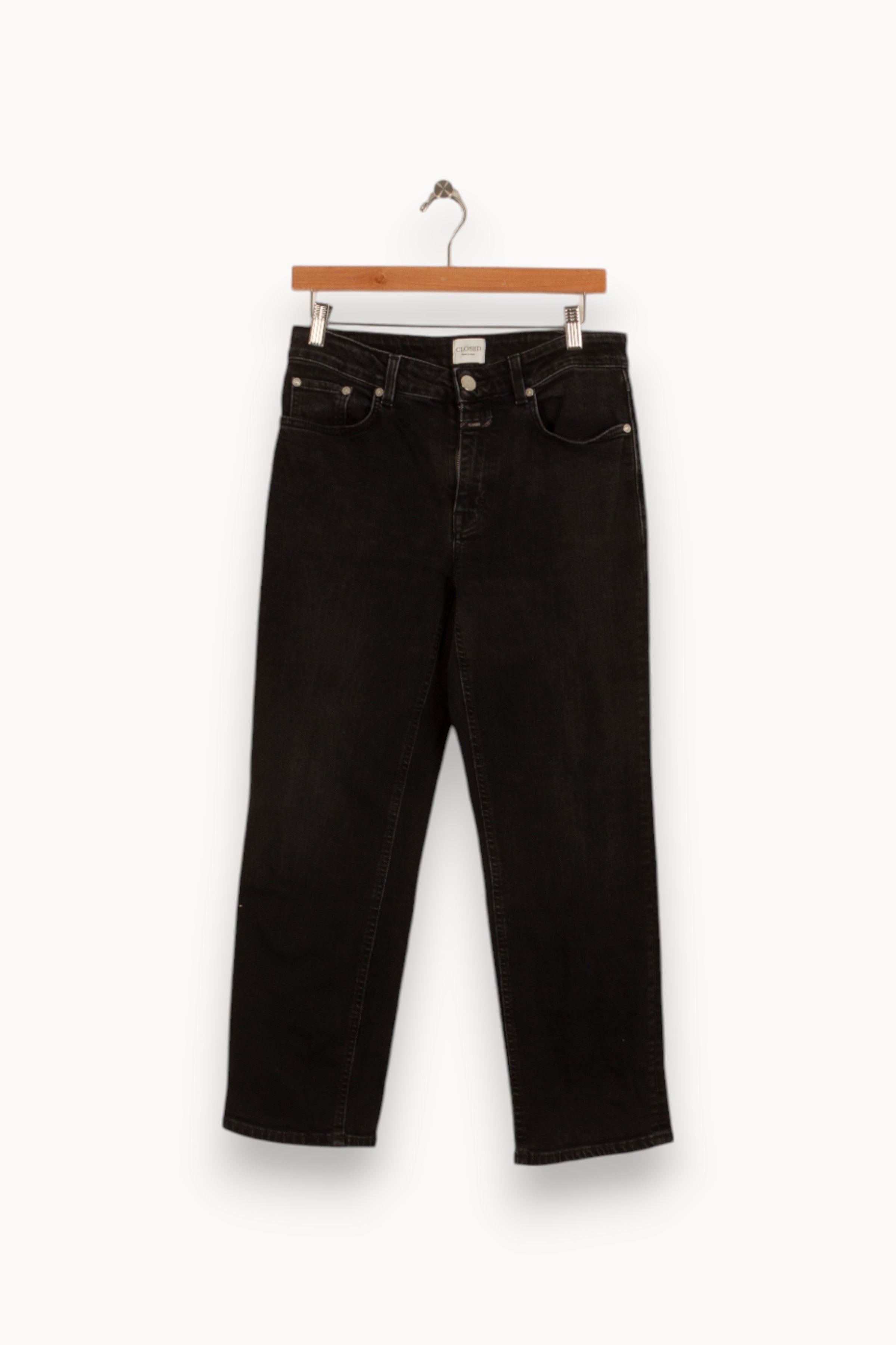 Cropped slim jeans with studs CLOSED - Seconde Main Black