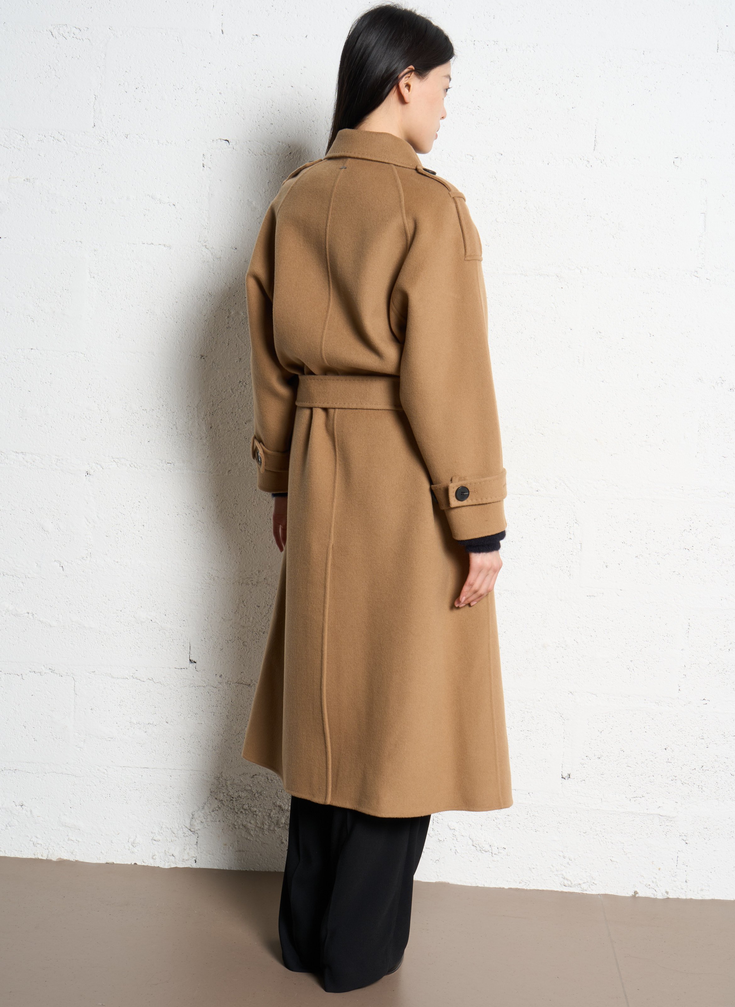 Cocoon-Mantel aus Wolle mit Reverskragen IKKS Braun