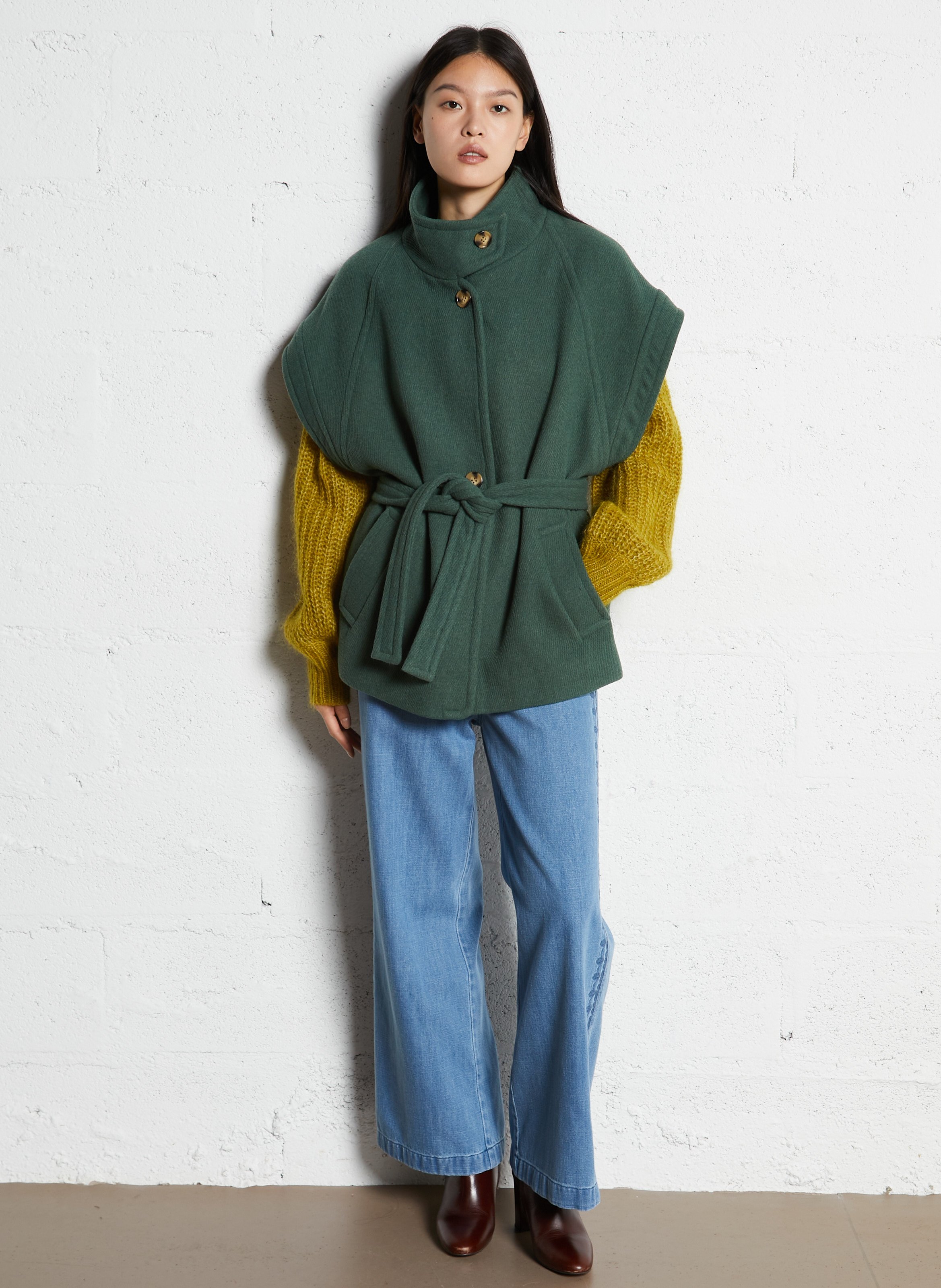 Oversized sleeveless jacket LOUISE MISHA Green