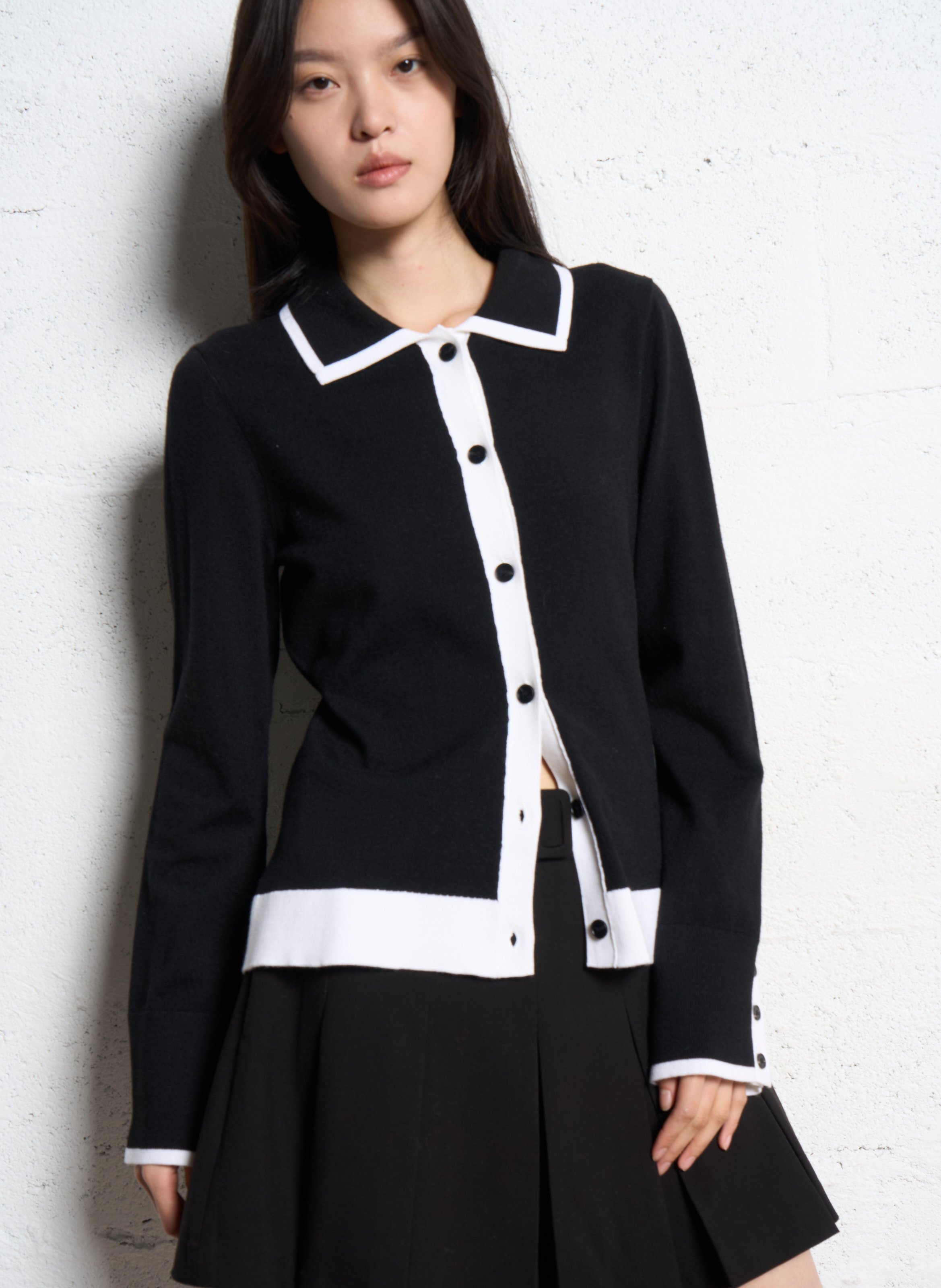 Gilet droit en maille SUNCOO Noir