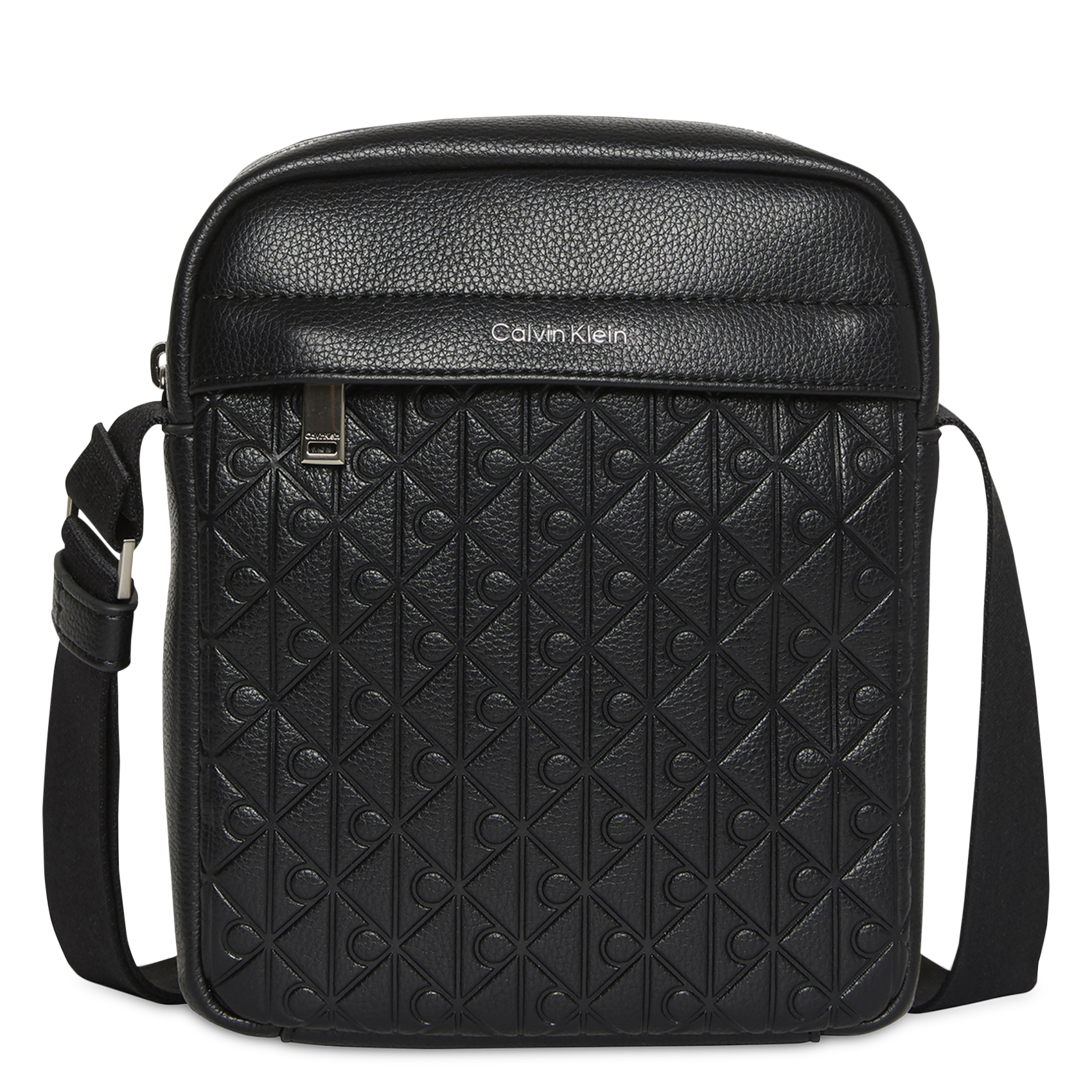 Sacoche zippée à monogrammes CALVIN KLEIN Noir