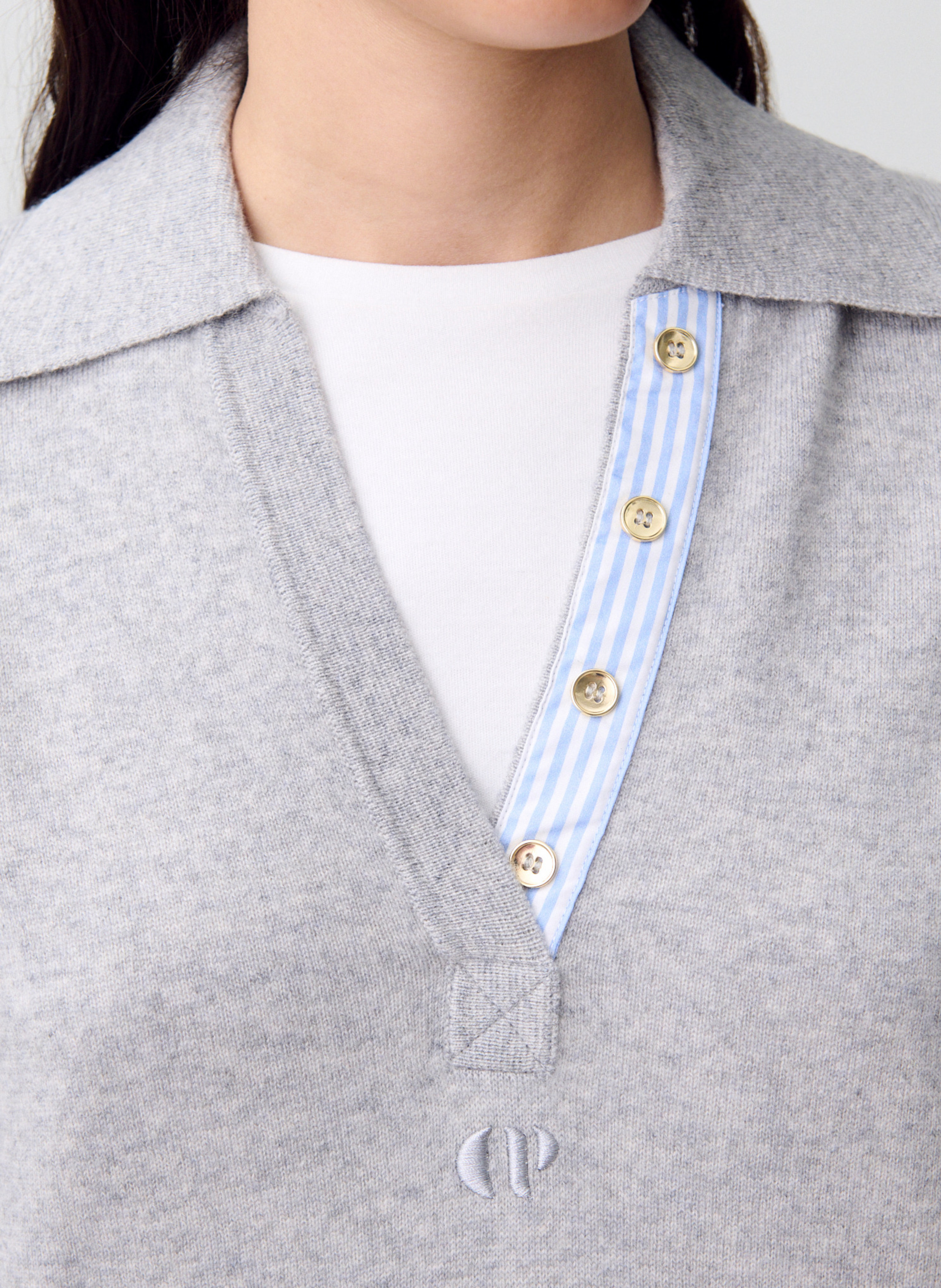 Straight wool blend polo CLAUDIE PIERLOT Grey