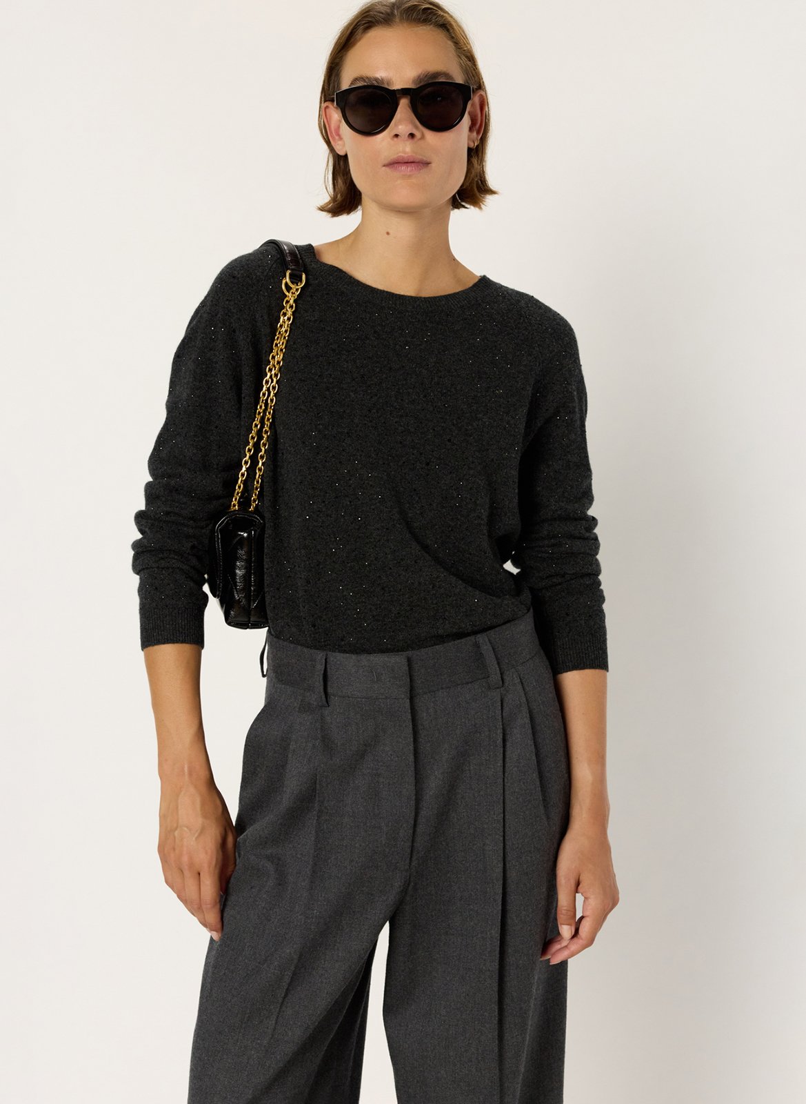 Pull col rond en laine GERARD DAREL Gris