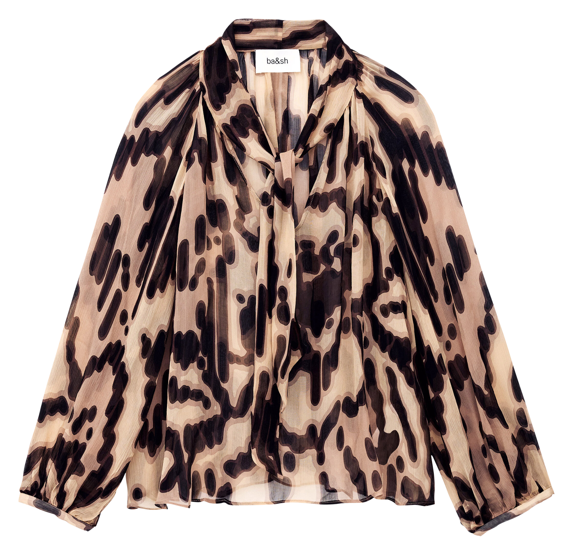 Printed lavallière V-neck blouse BA&amp;SH Pink