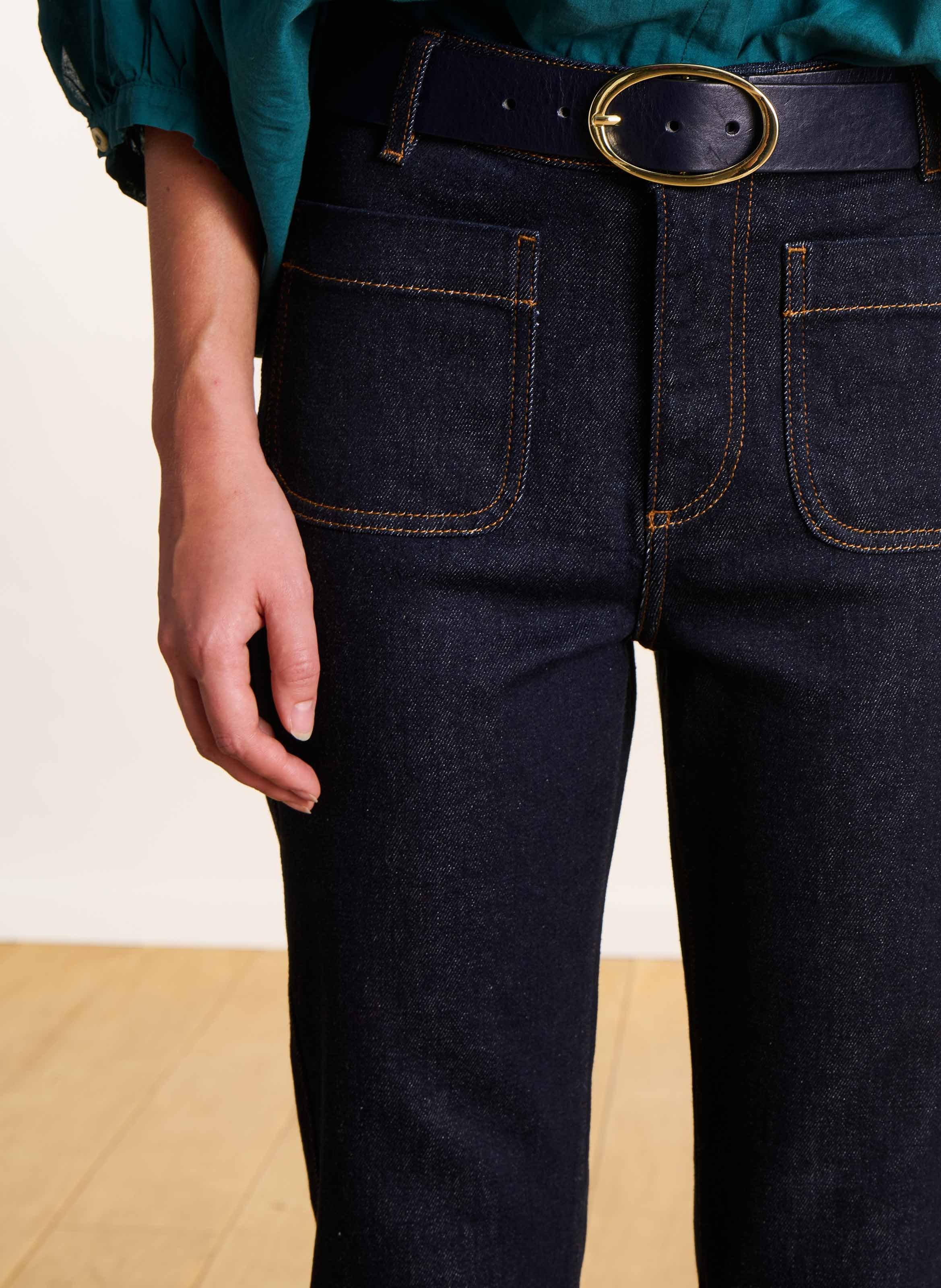 Jean bootcut en coton bio mélangé LA FEE MARABOUTEE Bleu