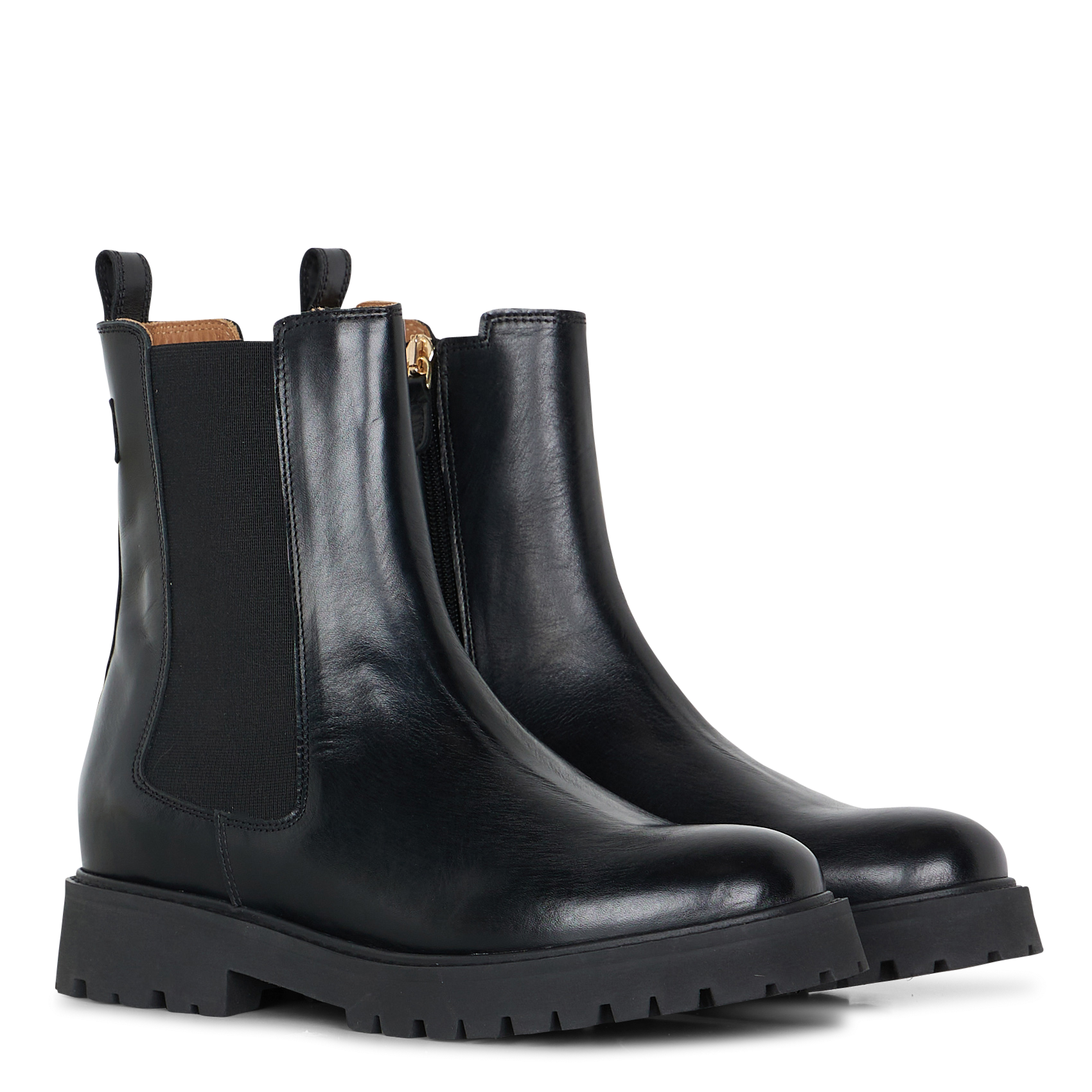 Effen leren enkellaarzen met textuur MAISON TOUFET Zwart