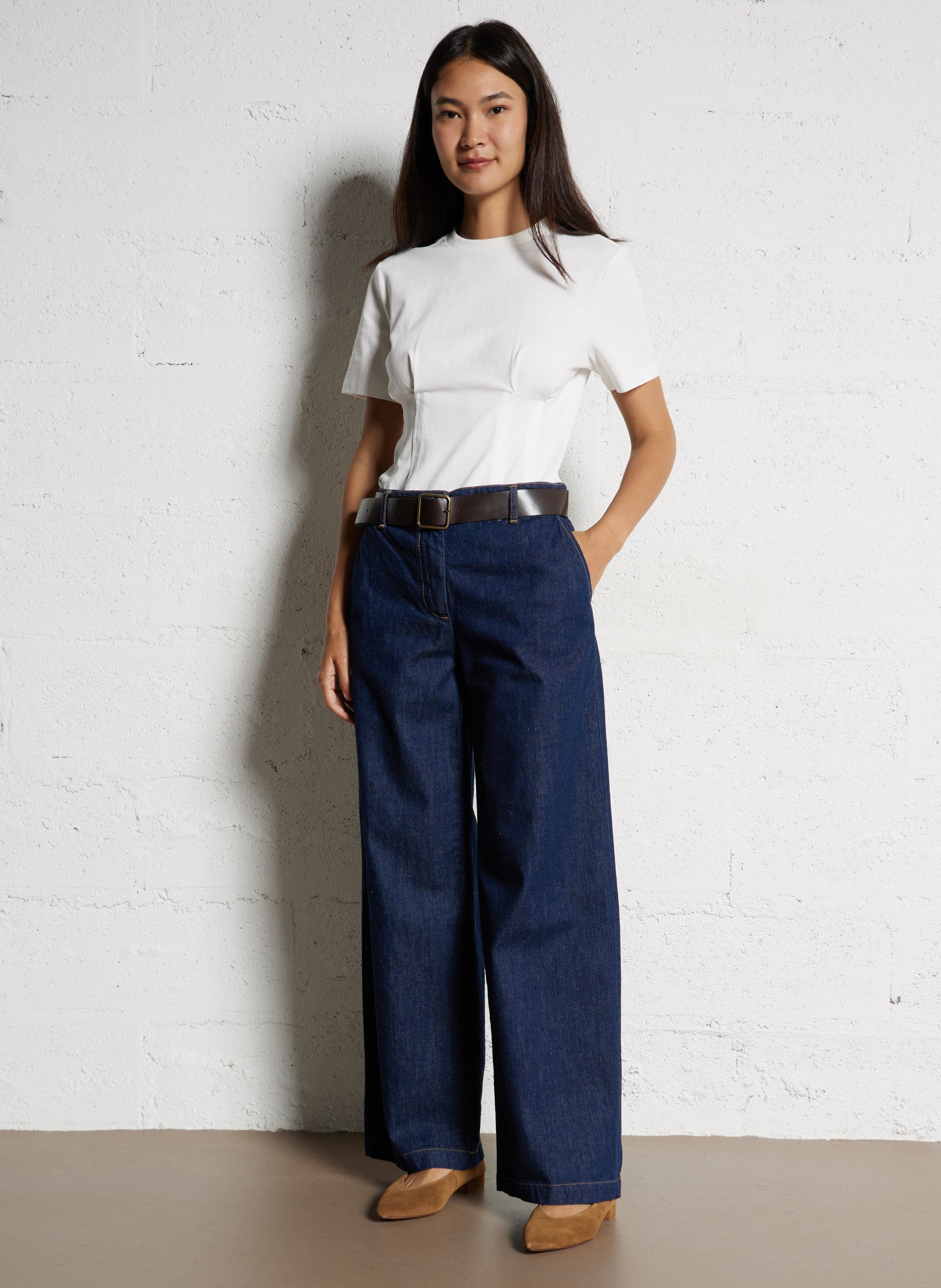 Straight cotton-blend pants PLEASE Blue