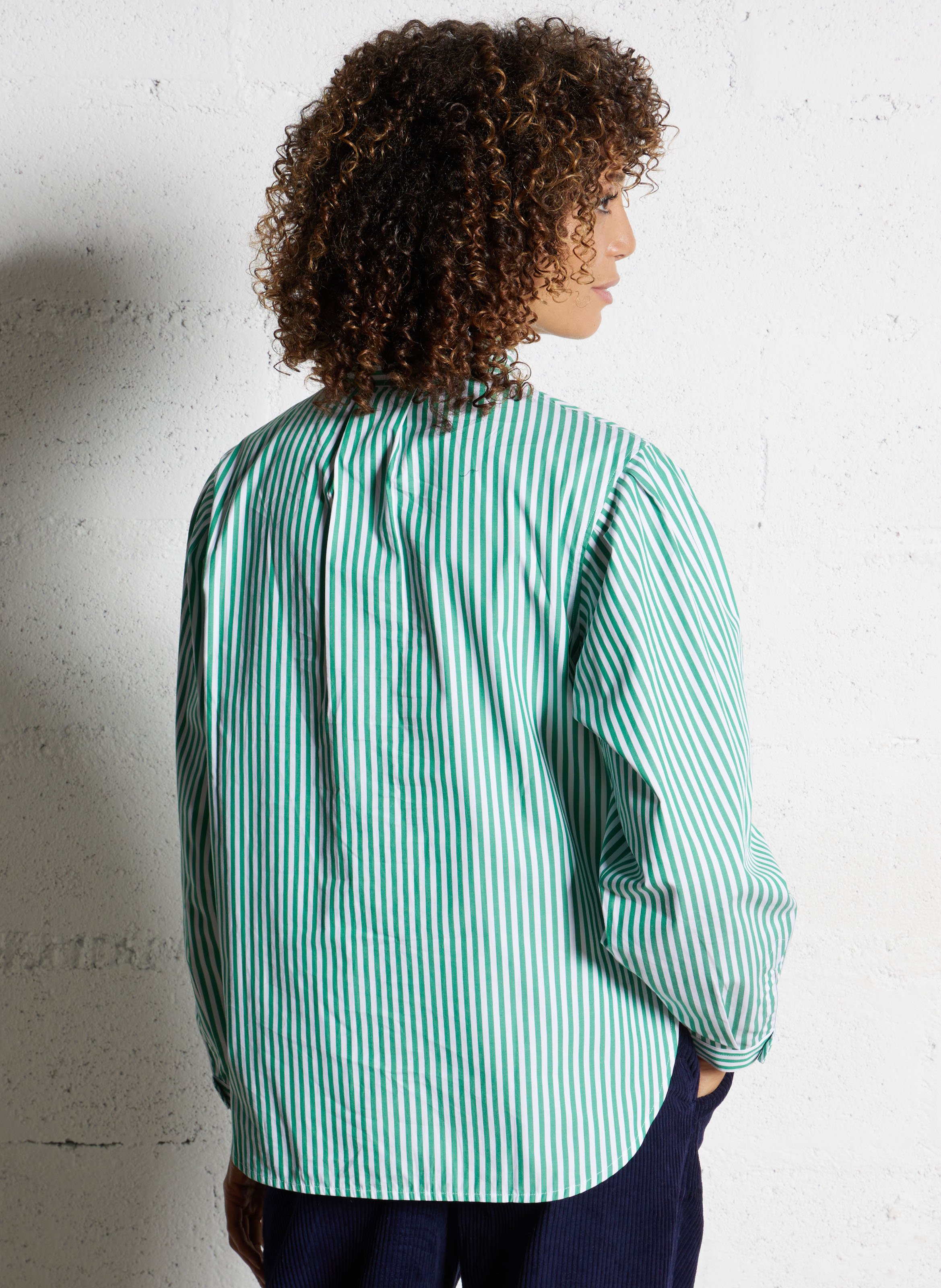 Blouse ample rayée en coton LEON & HARPER Vert