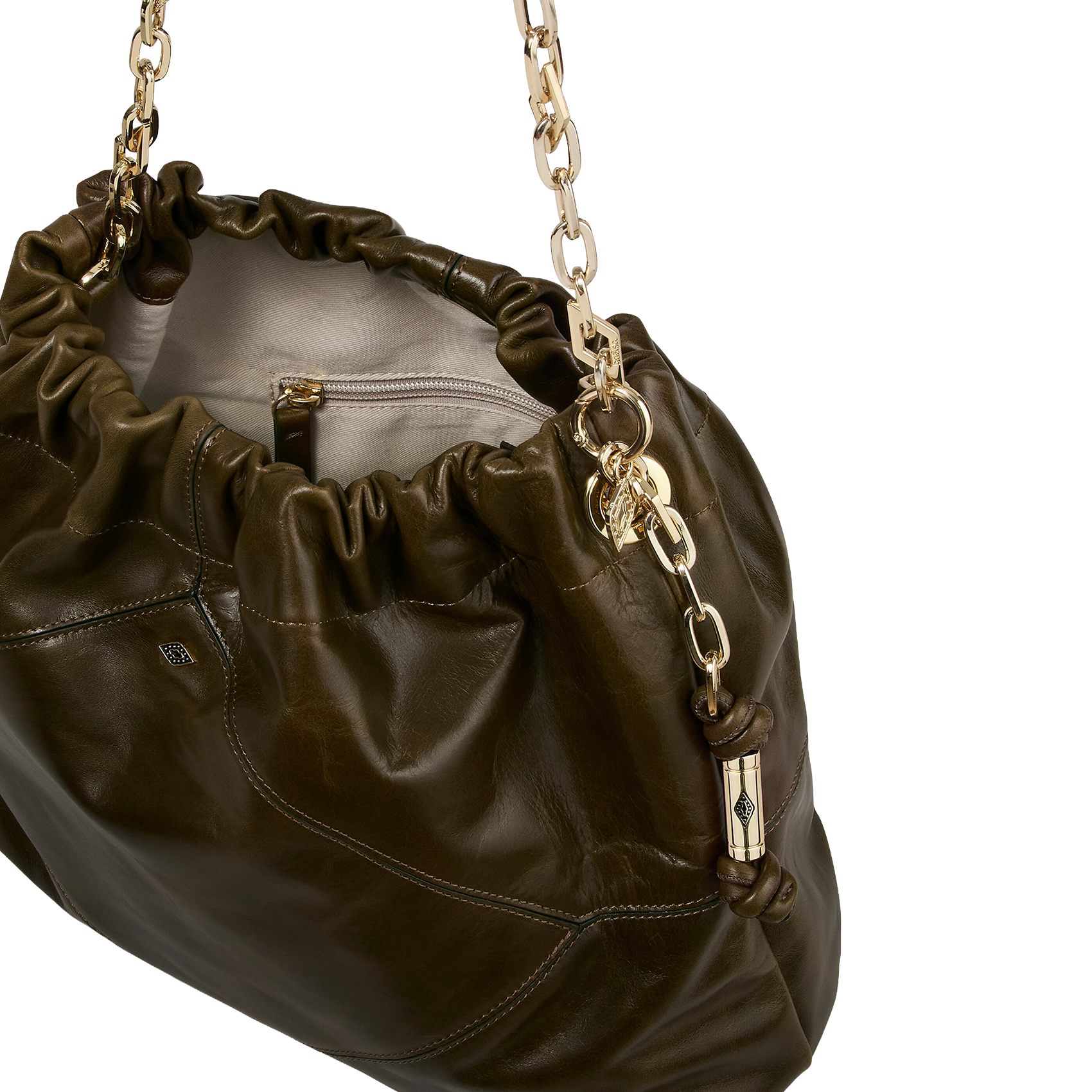 Sac porté épaule en cuir BA&SH Kaki