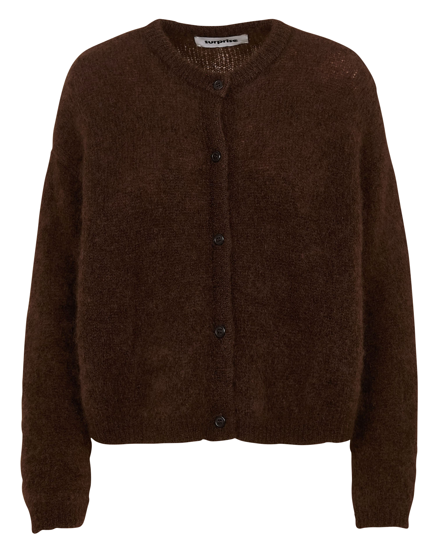 Gilet ample col rond en mohair mélangé SURPRISE Marron