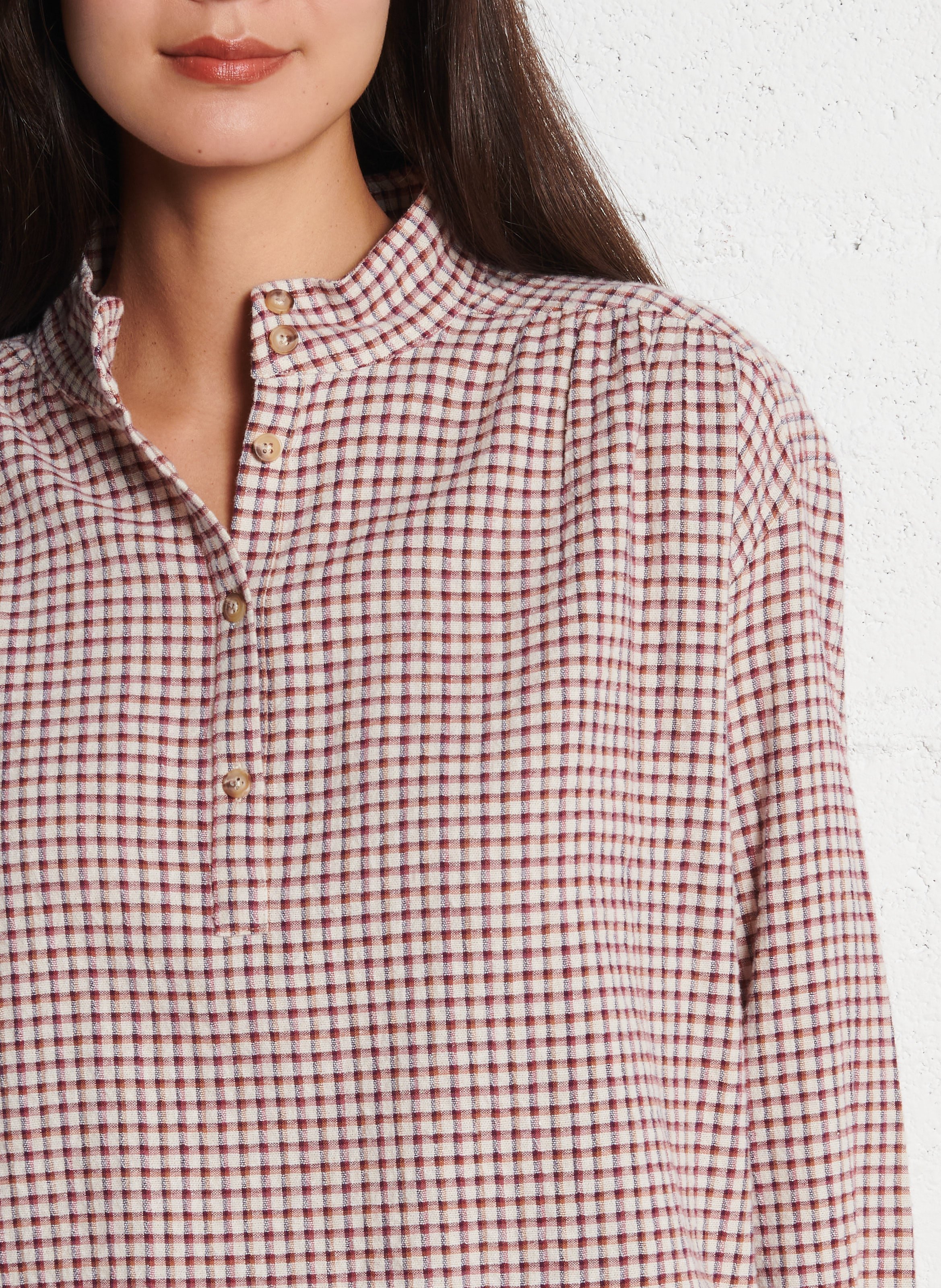 Oversized geruite katoenblend blouse SACRECOEUR Veelkleurig