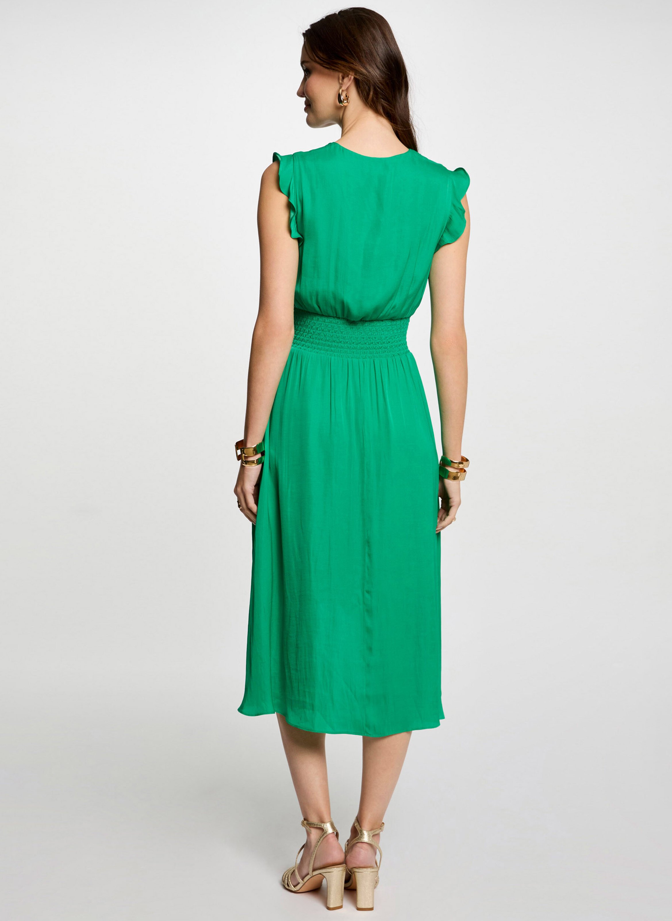 Robe midi fluide cache-coeur MORGAN Vert