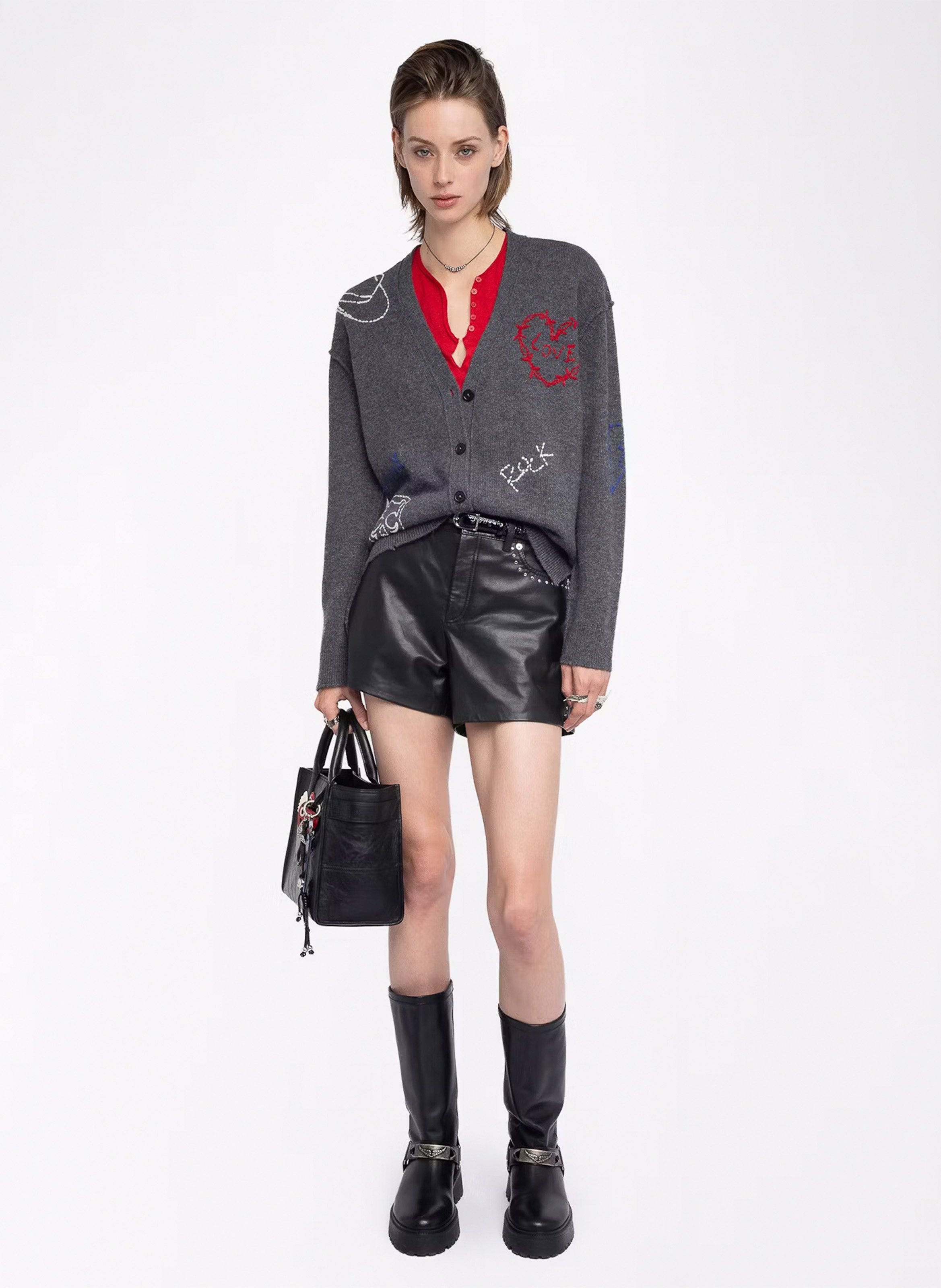 Kaschmir-Strickjacke mit V-Ausschnitt ZADIG&VOLTAIRE Grau