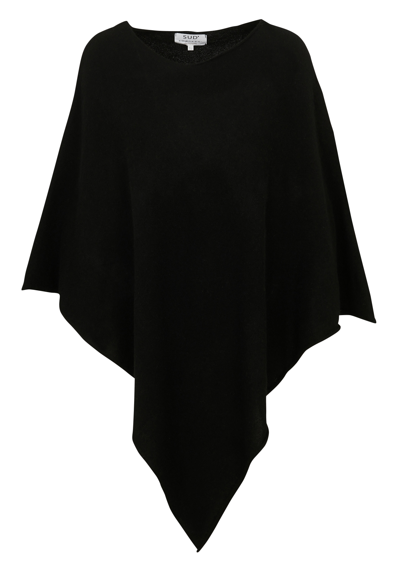 Poncho col bateau en cachemire SUD EXPRESS Noir