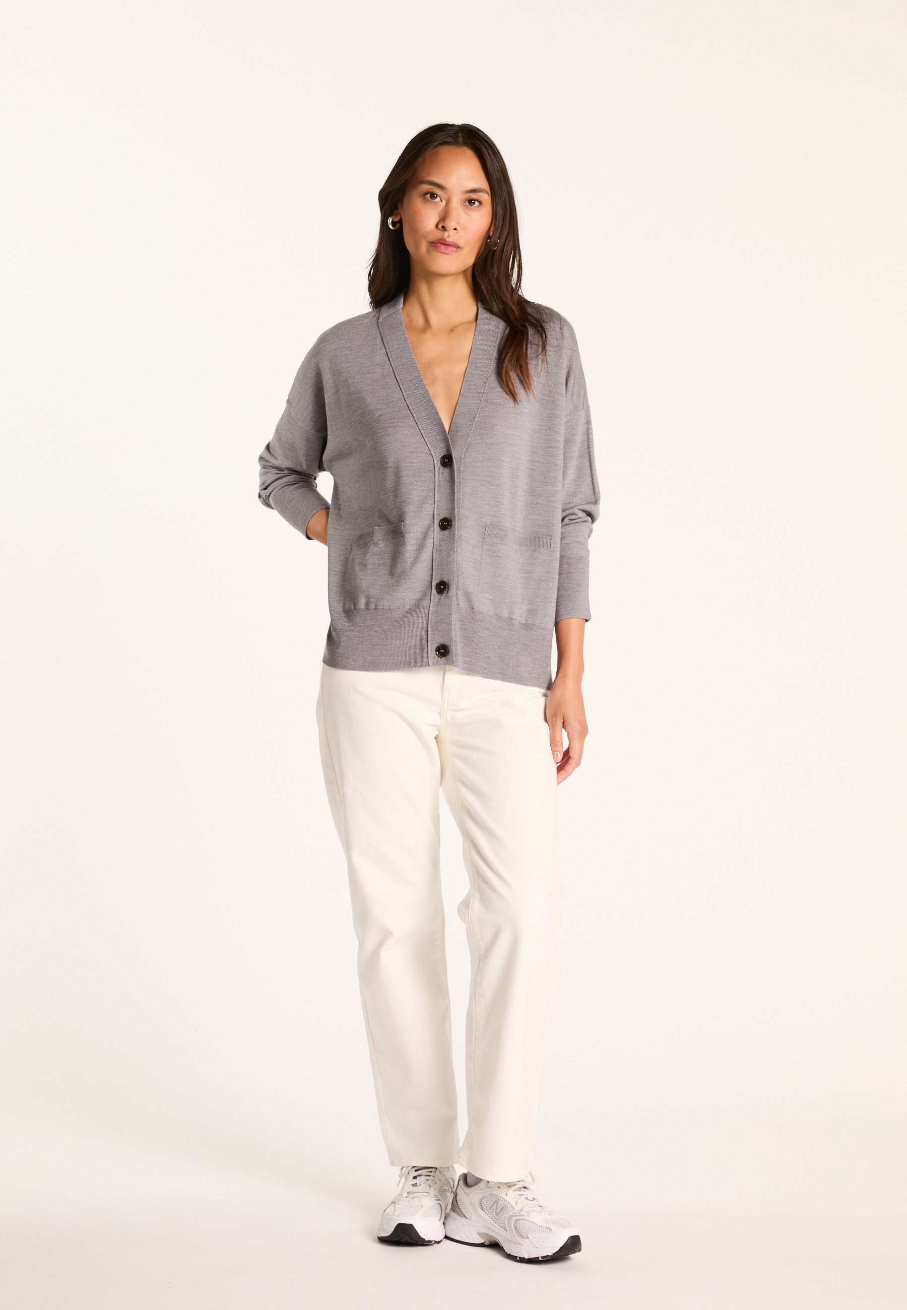 Merino wool cardigan MAISON MONTAGUT Grey