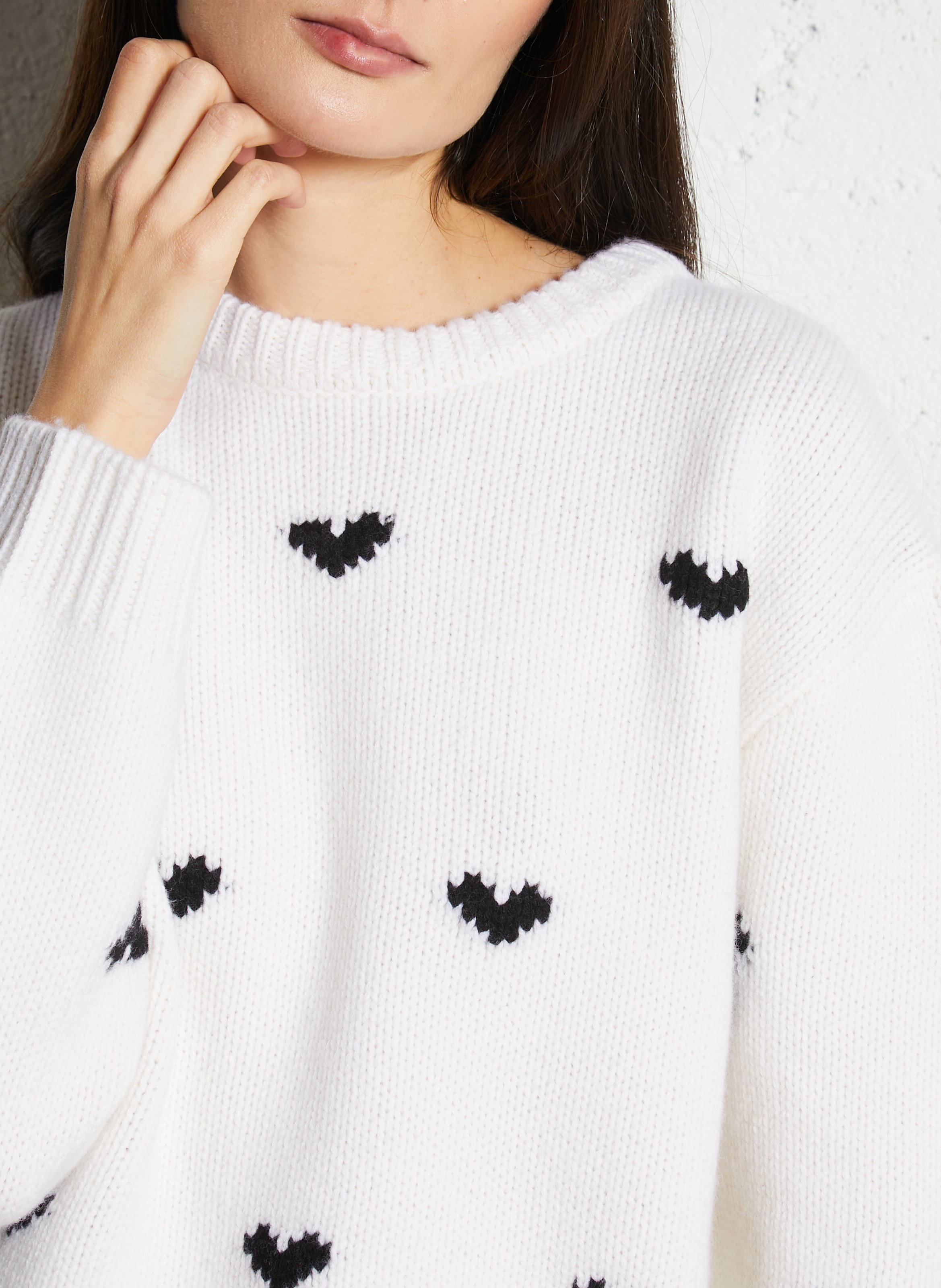 Woleg - Oversize-Wollpullover mit Rundhalsausschnitt BERENICE Weiss