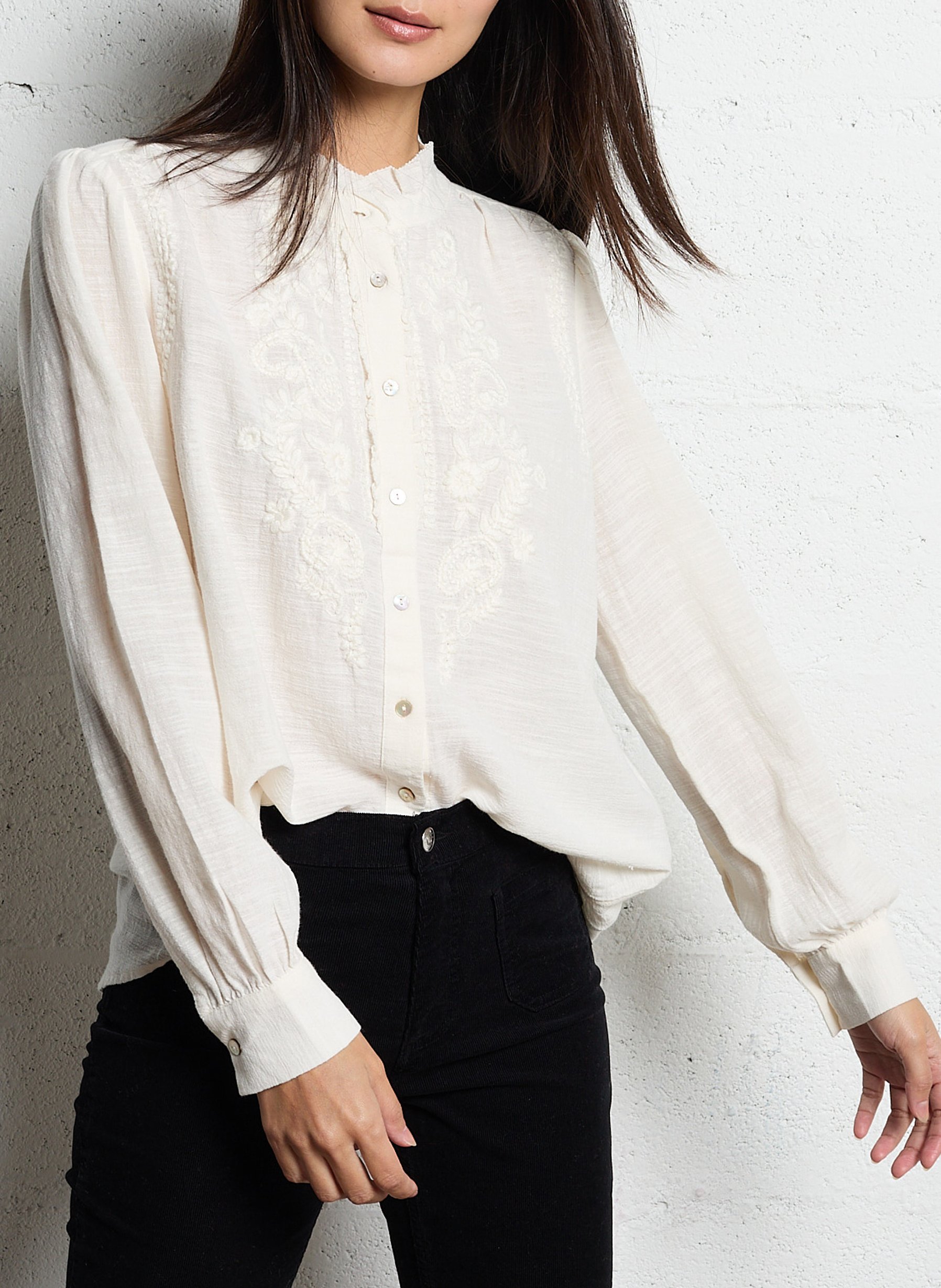 Chemise brodée en coton  MAISON 123 Blanc