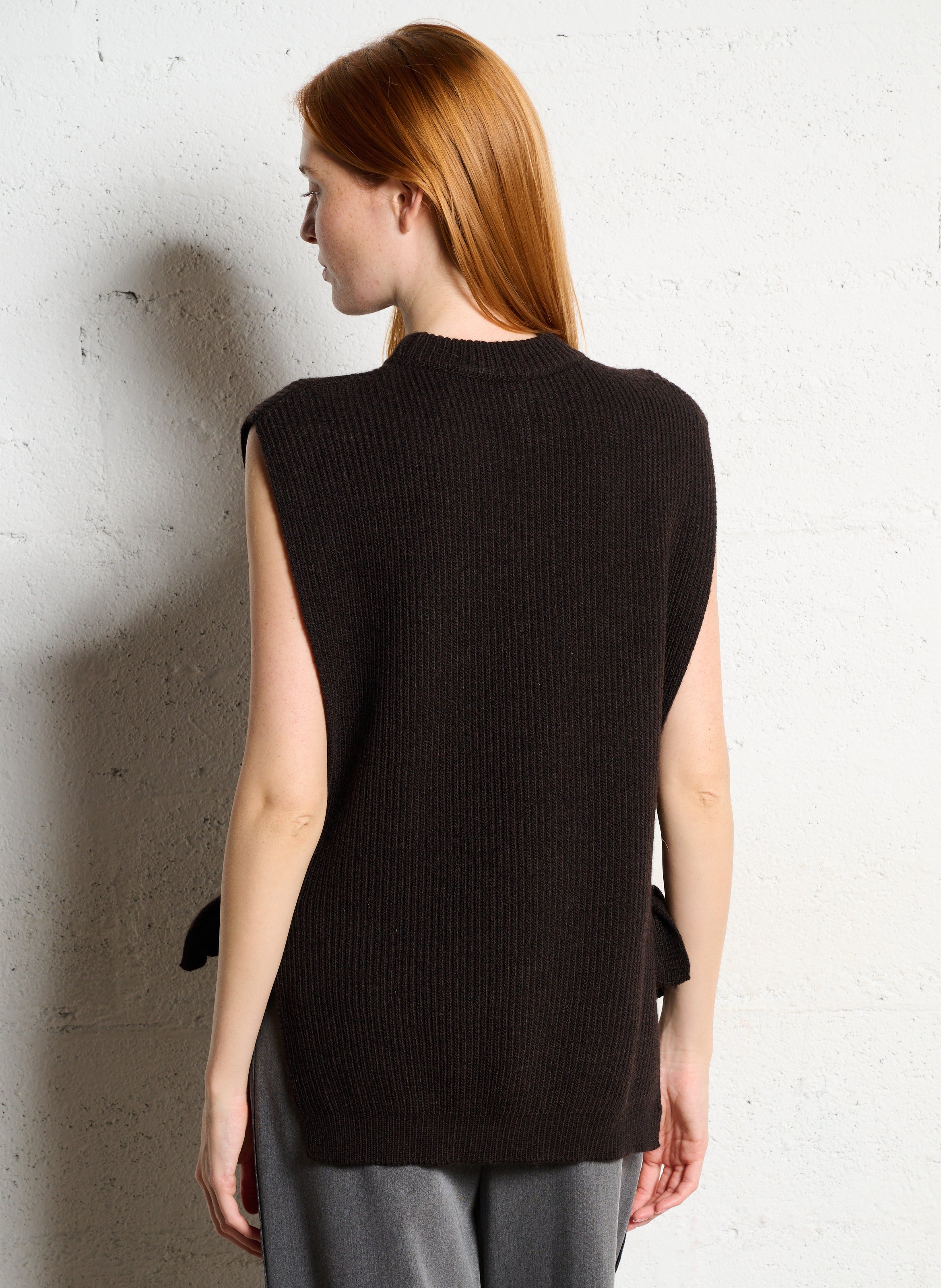 Pull droit col rond en maille IMPERIAL Marron