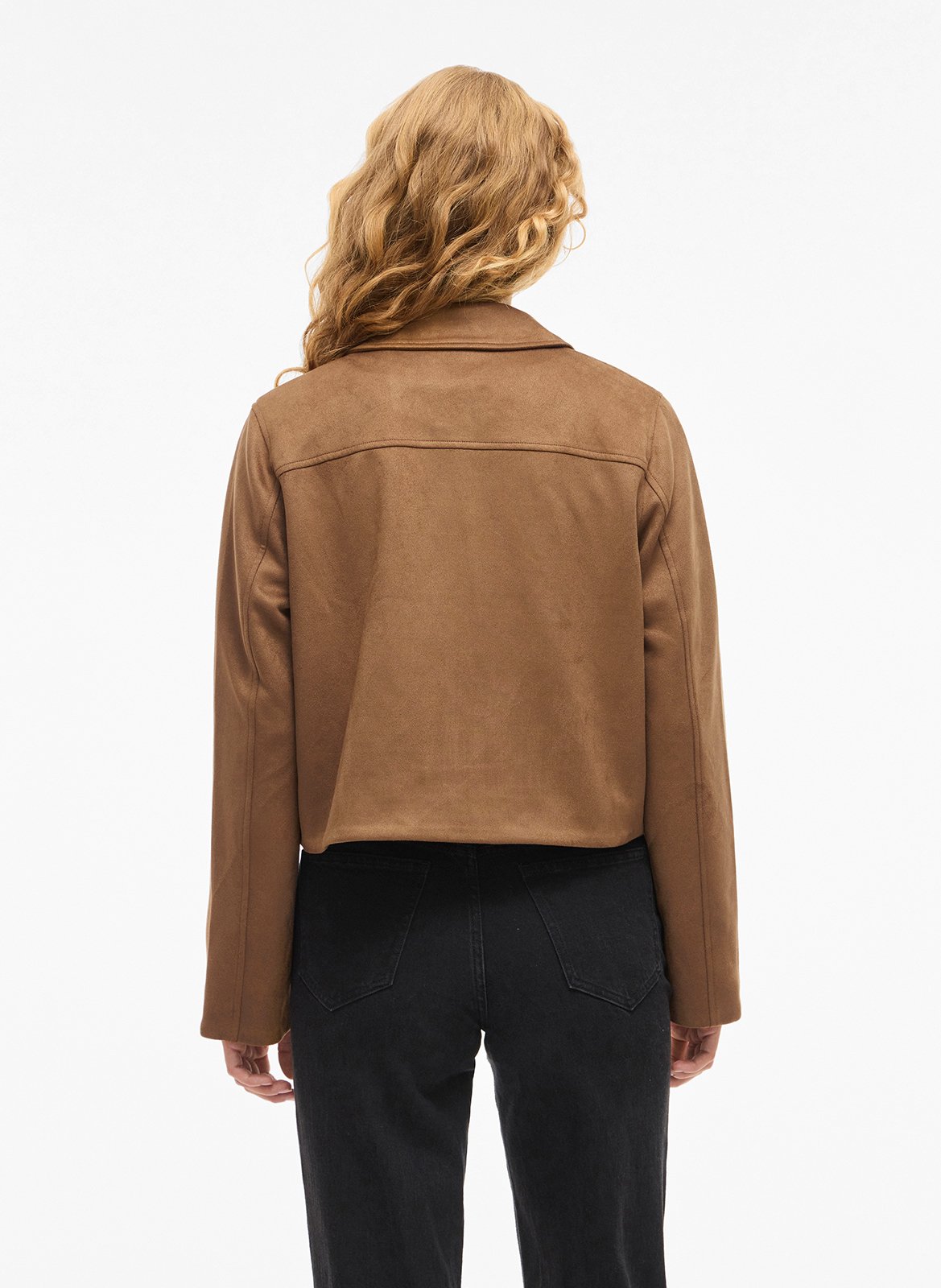 Veste courte zippée en suède VILA Marron