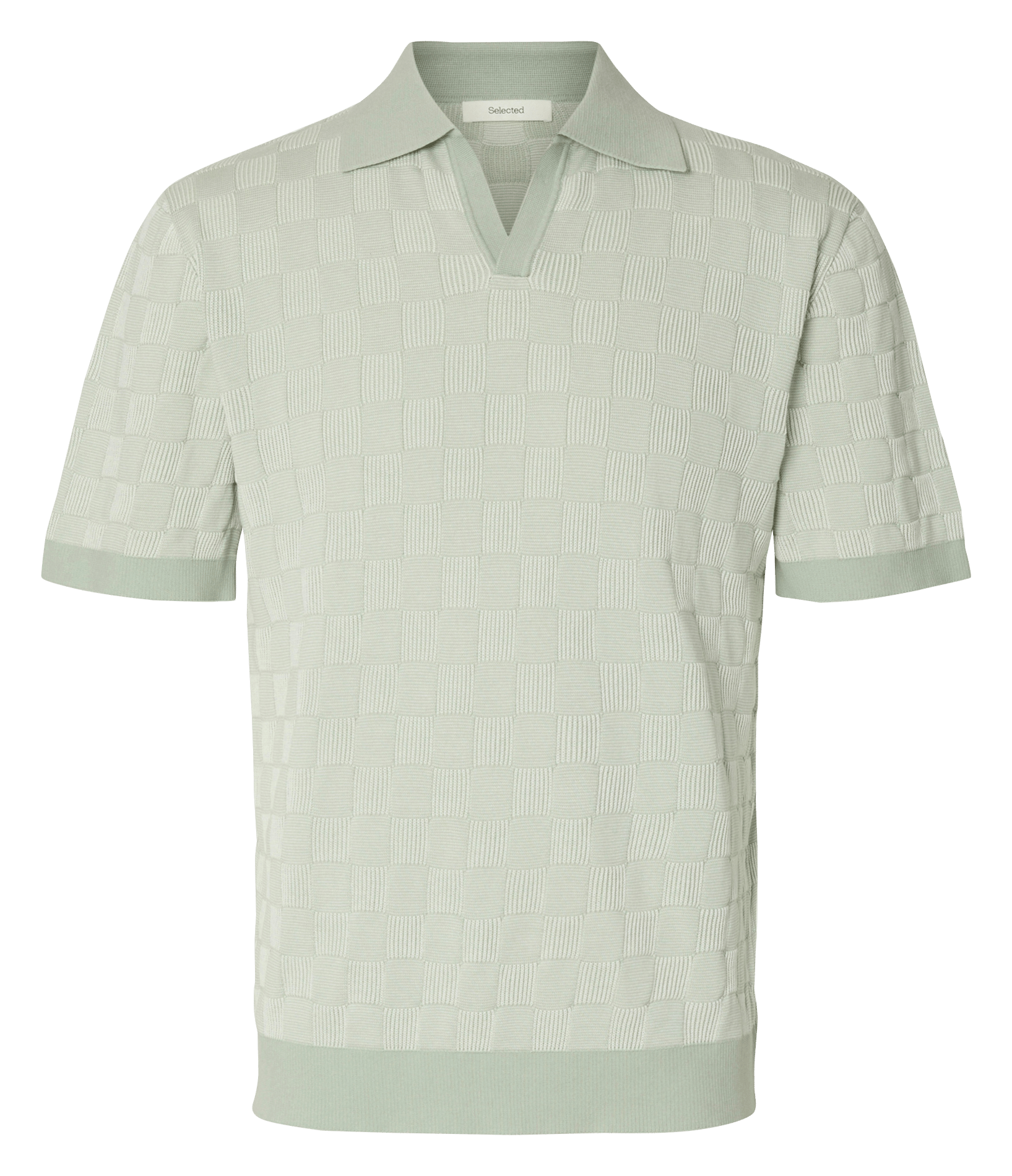 Polo met jacquardmotief en korte mouw SELECTED Groen