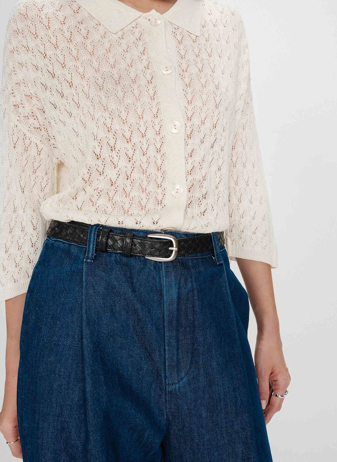 Wide high-waisted denim trousers GRACE ET MILA Blue