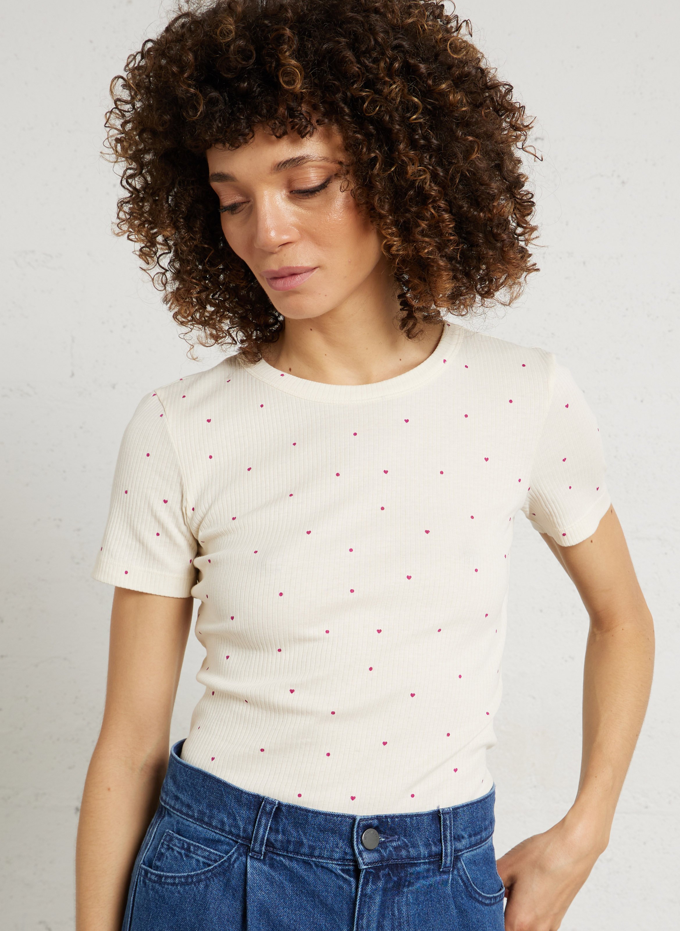 Tee-shirt col rond en coton bio DES PETITS HAUTS