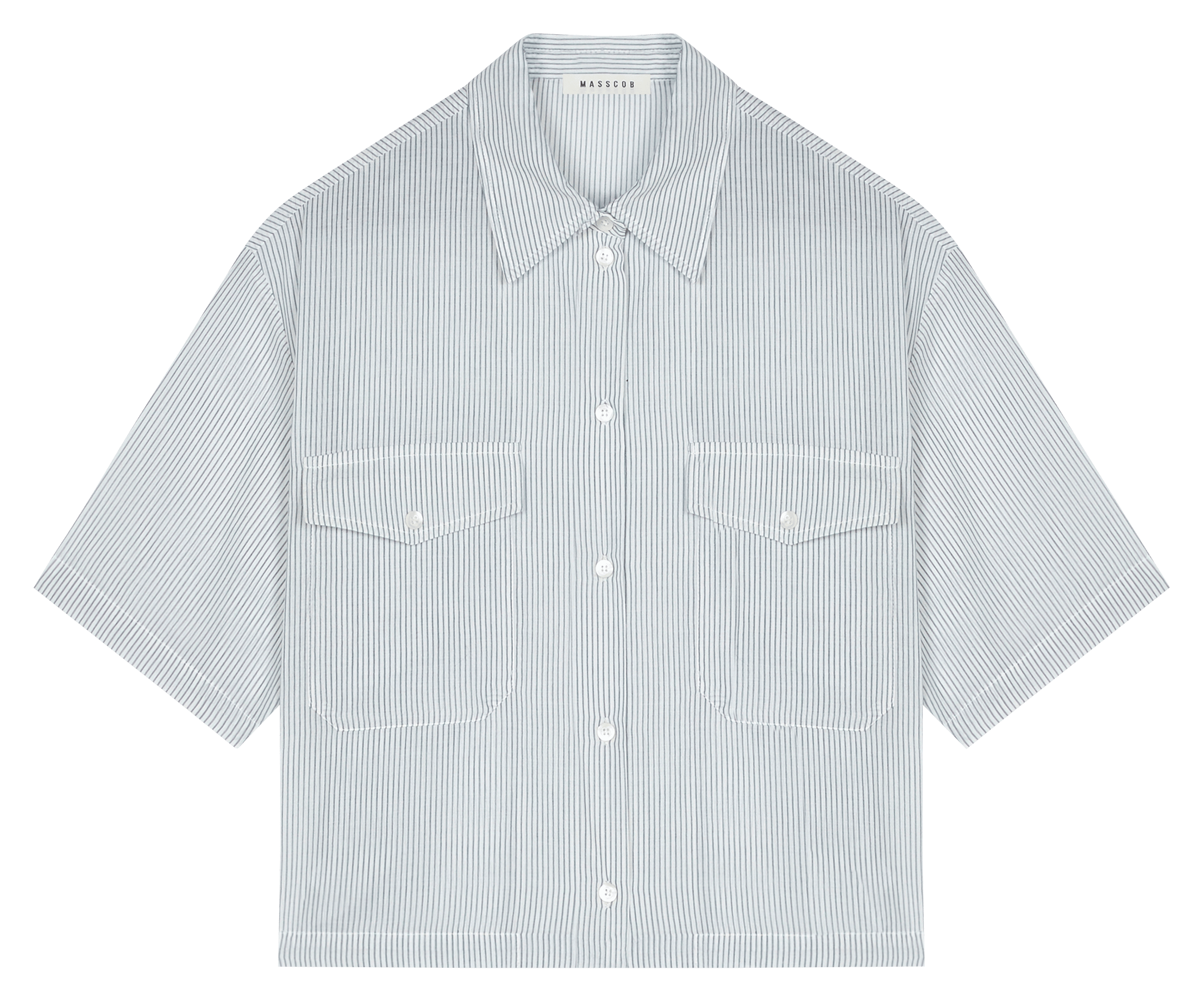 Chemise boxy col classique rayée en coton MASSCOB Bleu