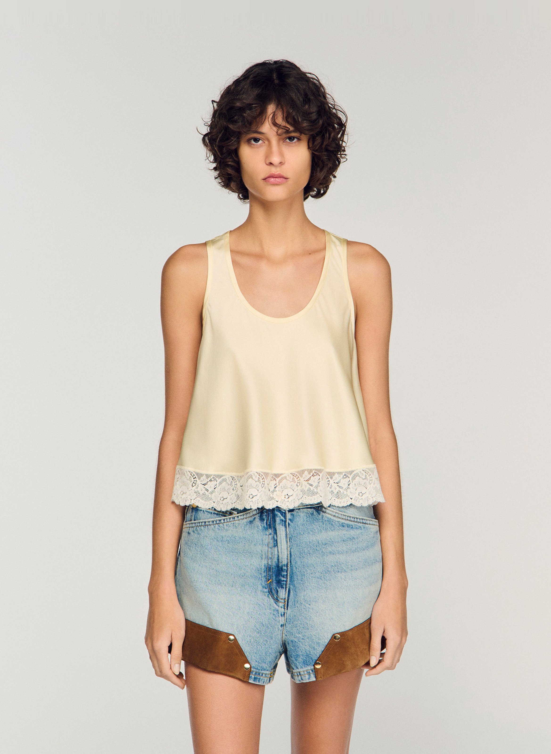 Loose-fit round-neck top SANDRO Yellow