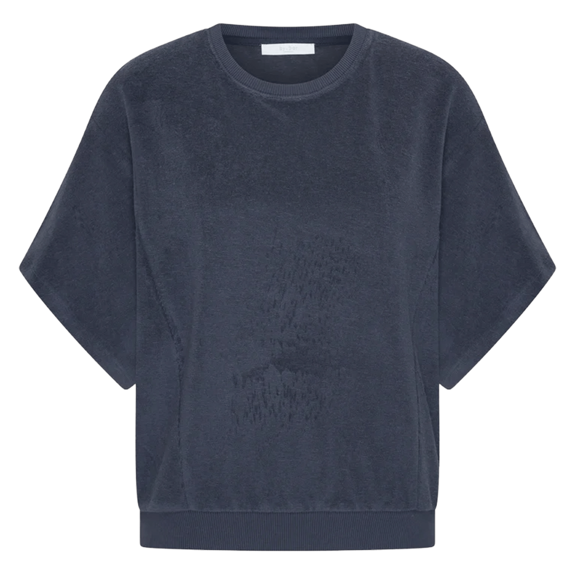 Gerader bio Baumwollmischungs-Rundhalsausschnitt-Top BY BAR Blau