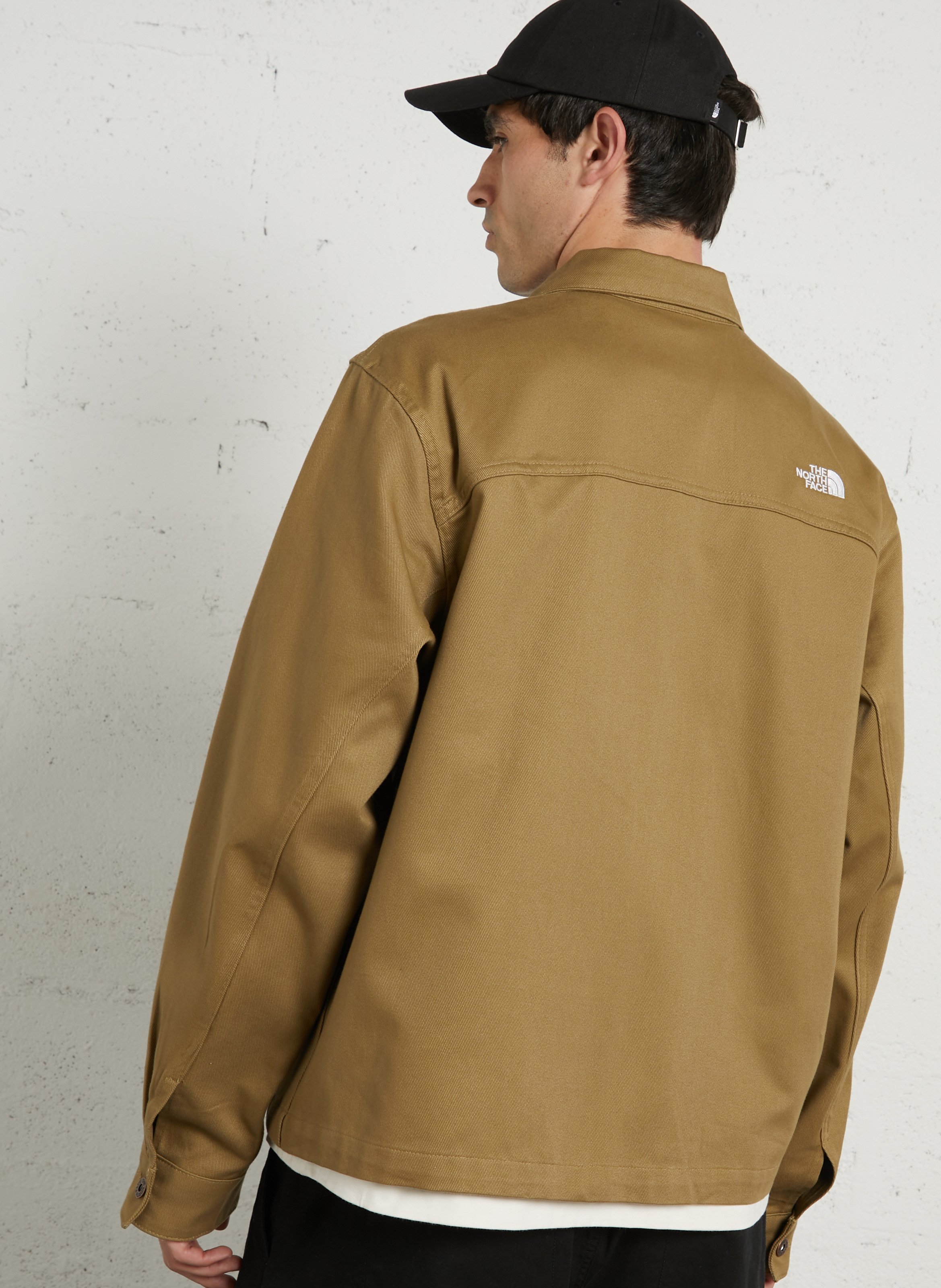 Solid color straight zip-up cotton jacket THE NORTH FACE Brown
