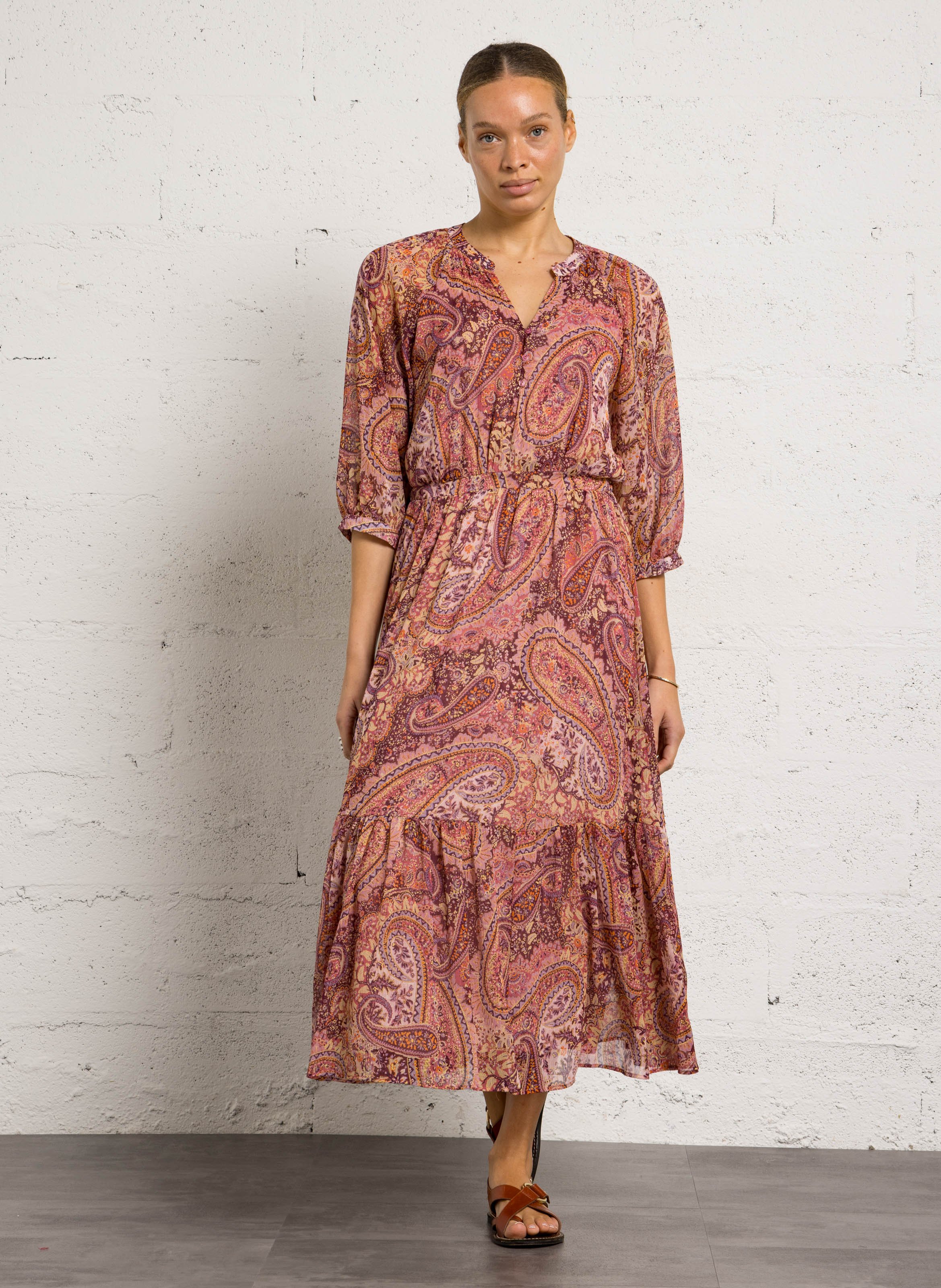 Long printed Henley dress SUD EXPRESS Red