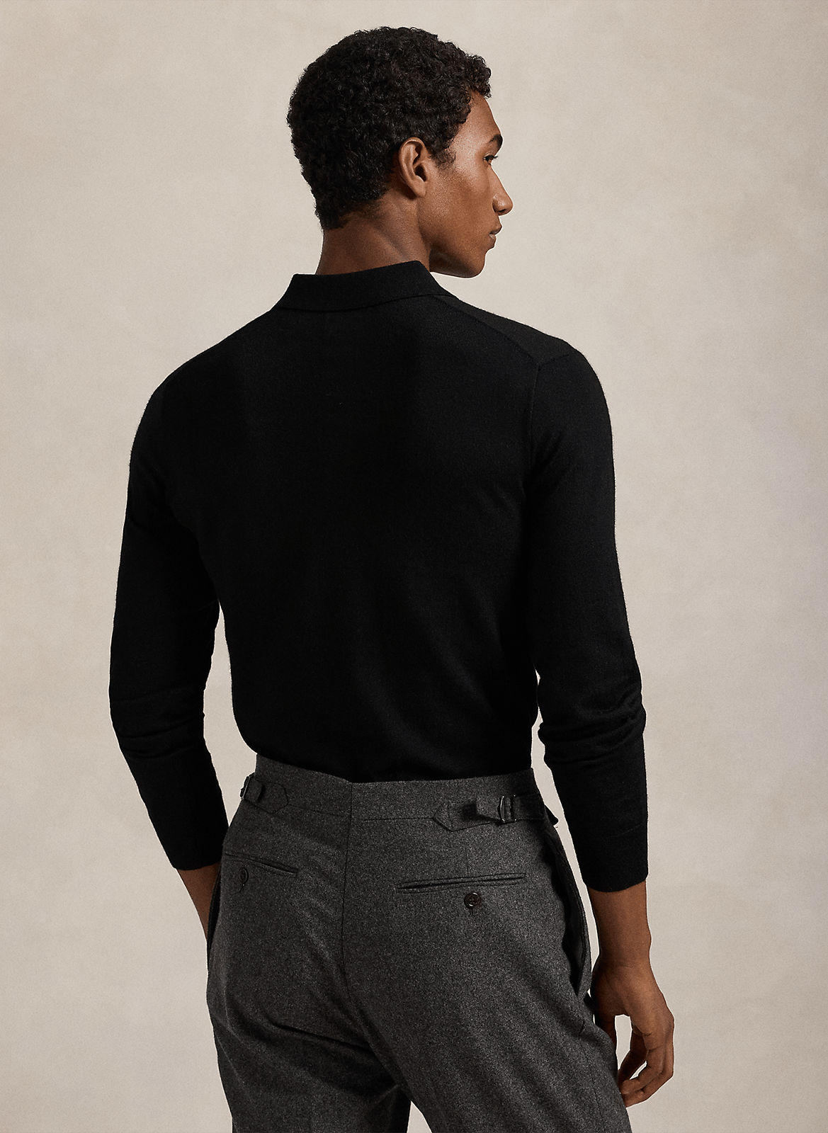 Polo droit manches longues en laine POLO RALPH LAUREN Noir