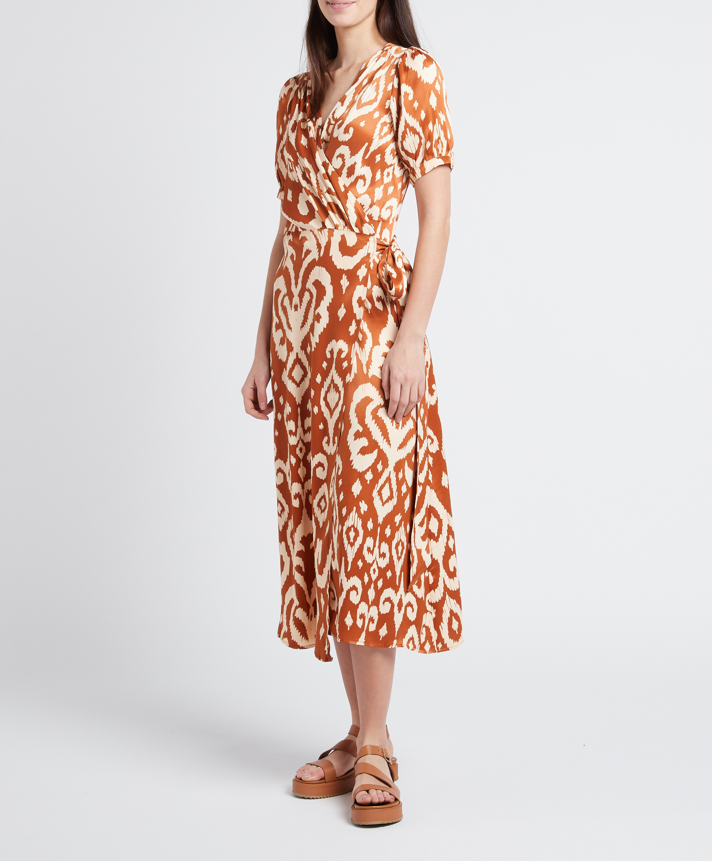 Long printed wrap dress LA PETITE ETOILE Brown