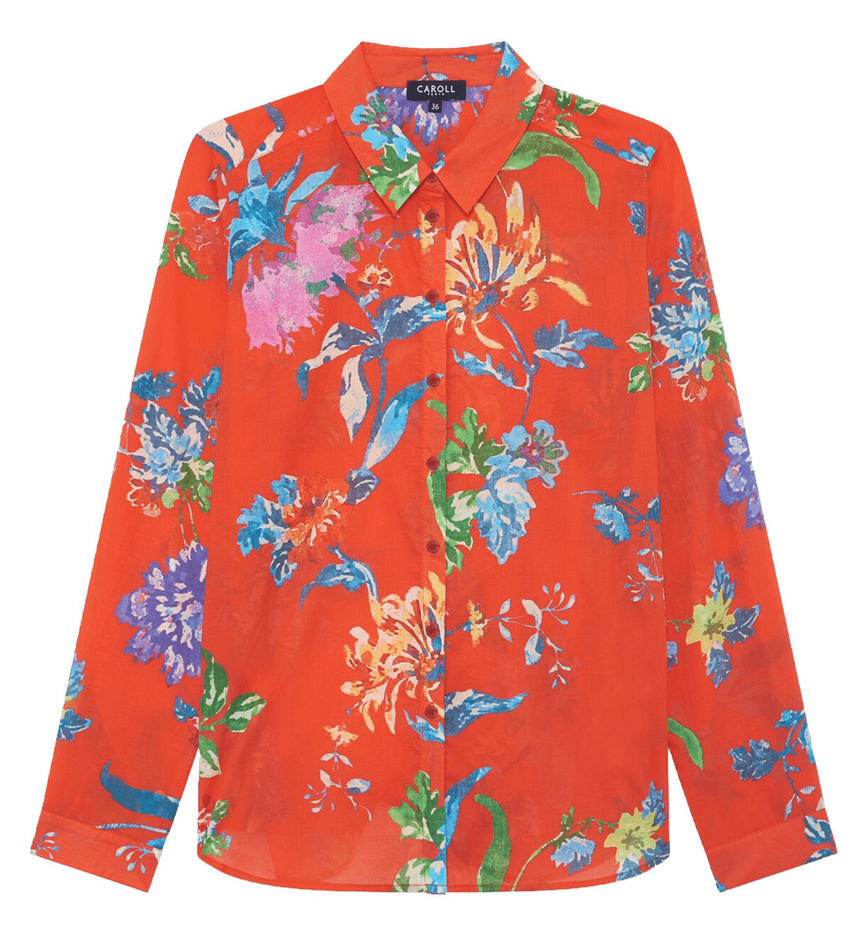 Cotton shirt with floral print CAROLL Red