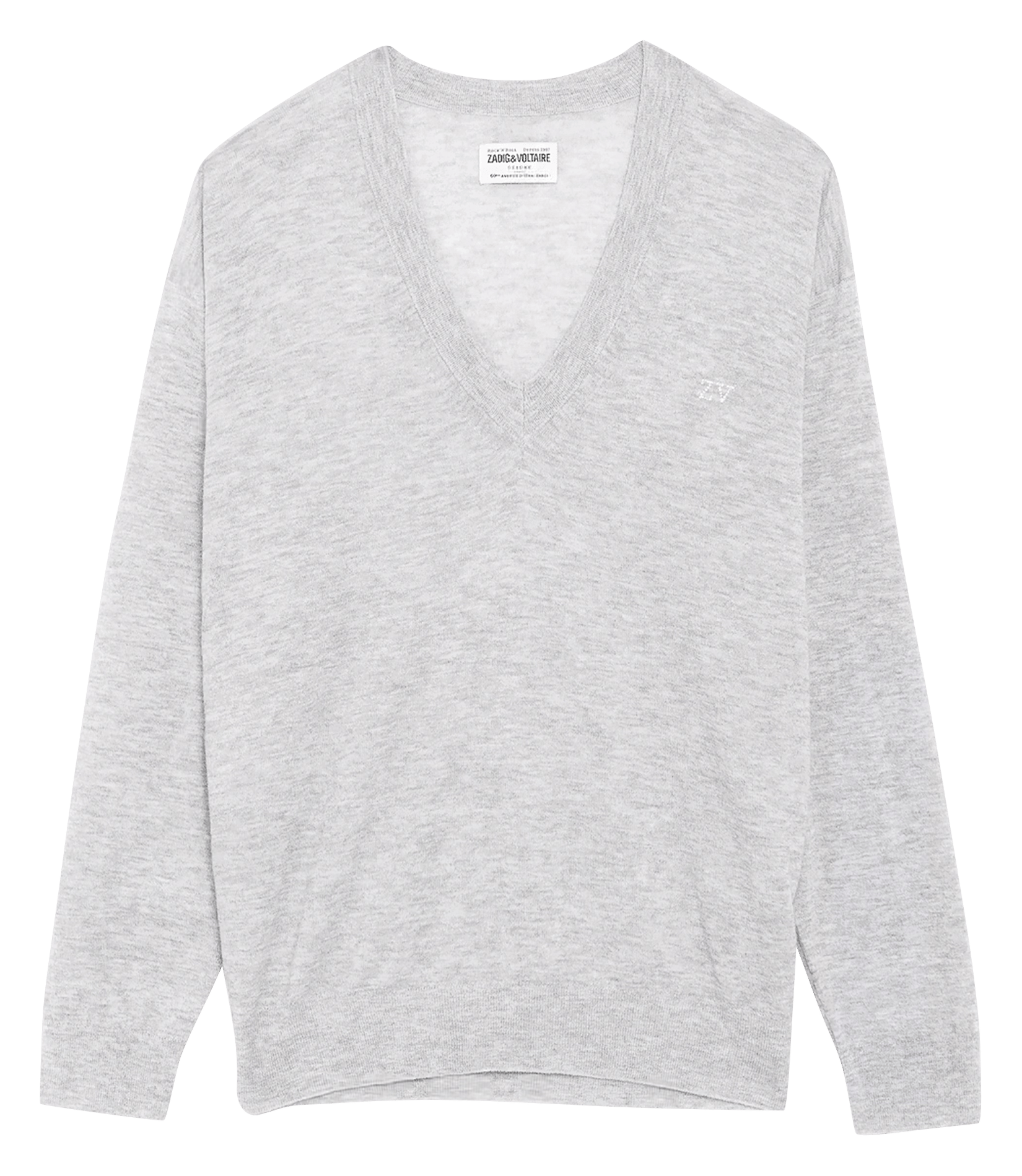 Oversize-Pullover mit V-Ausschnitt - Kaschmir ZADIG&VOLTAIRE Grau