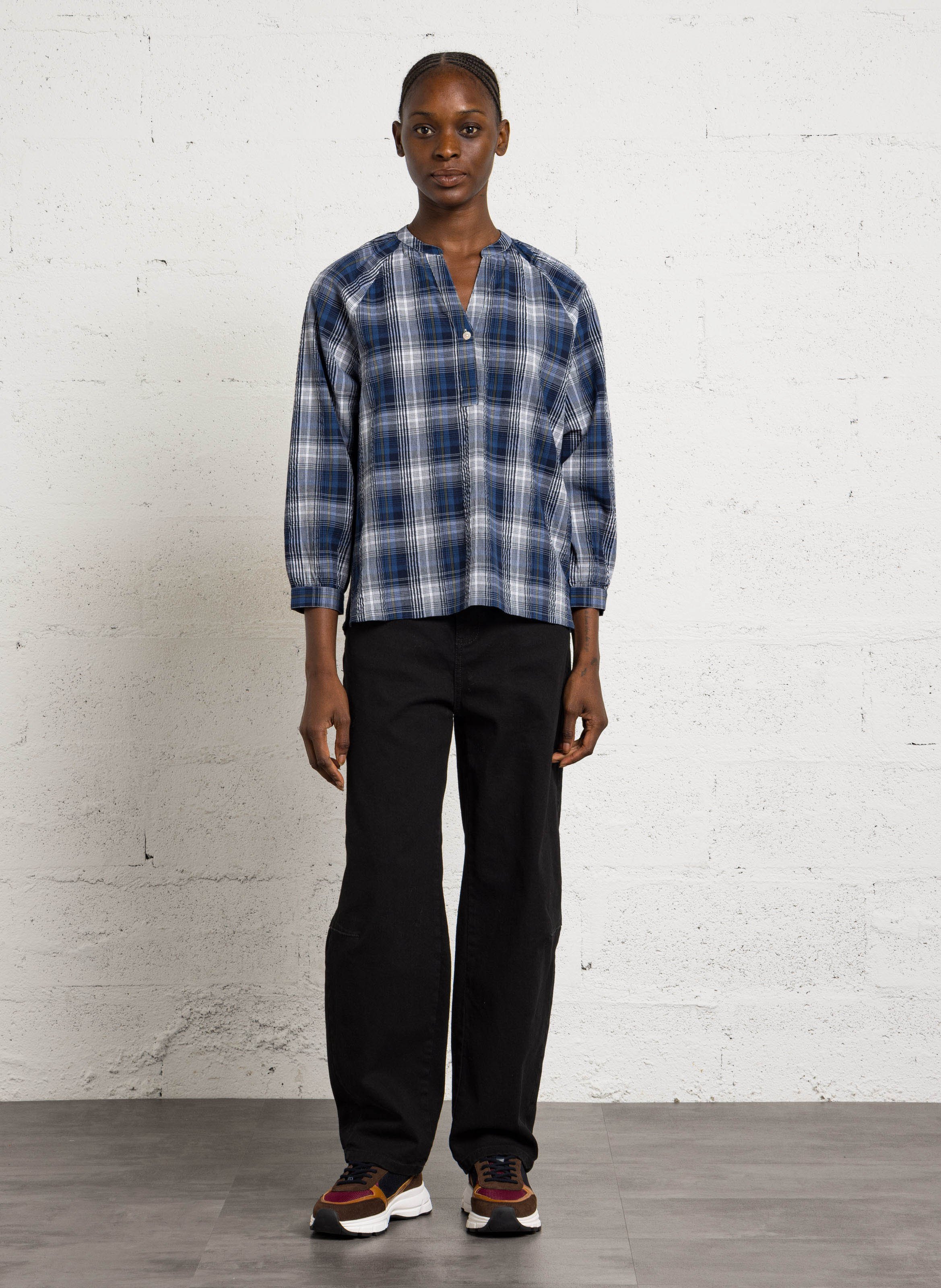 Checked cotton blouse NICE THINGS Blue