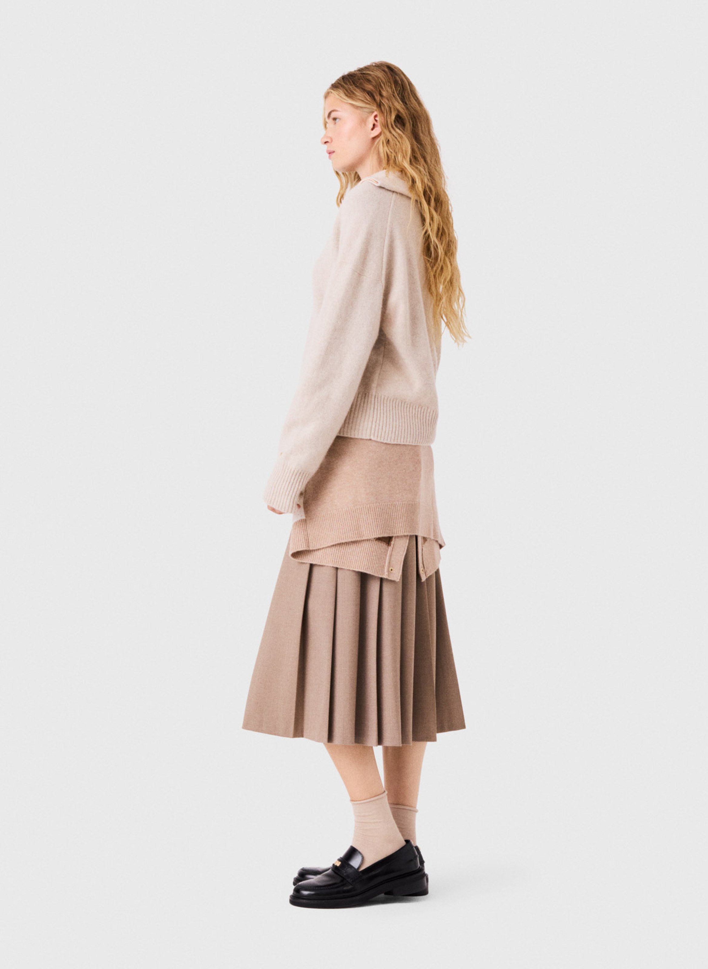 Pull col camionneur en cachemire mélangé MAJE Beige