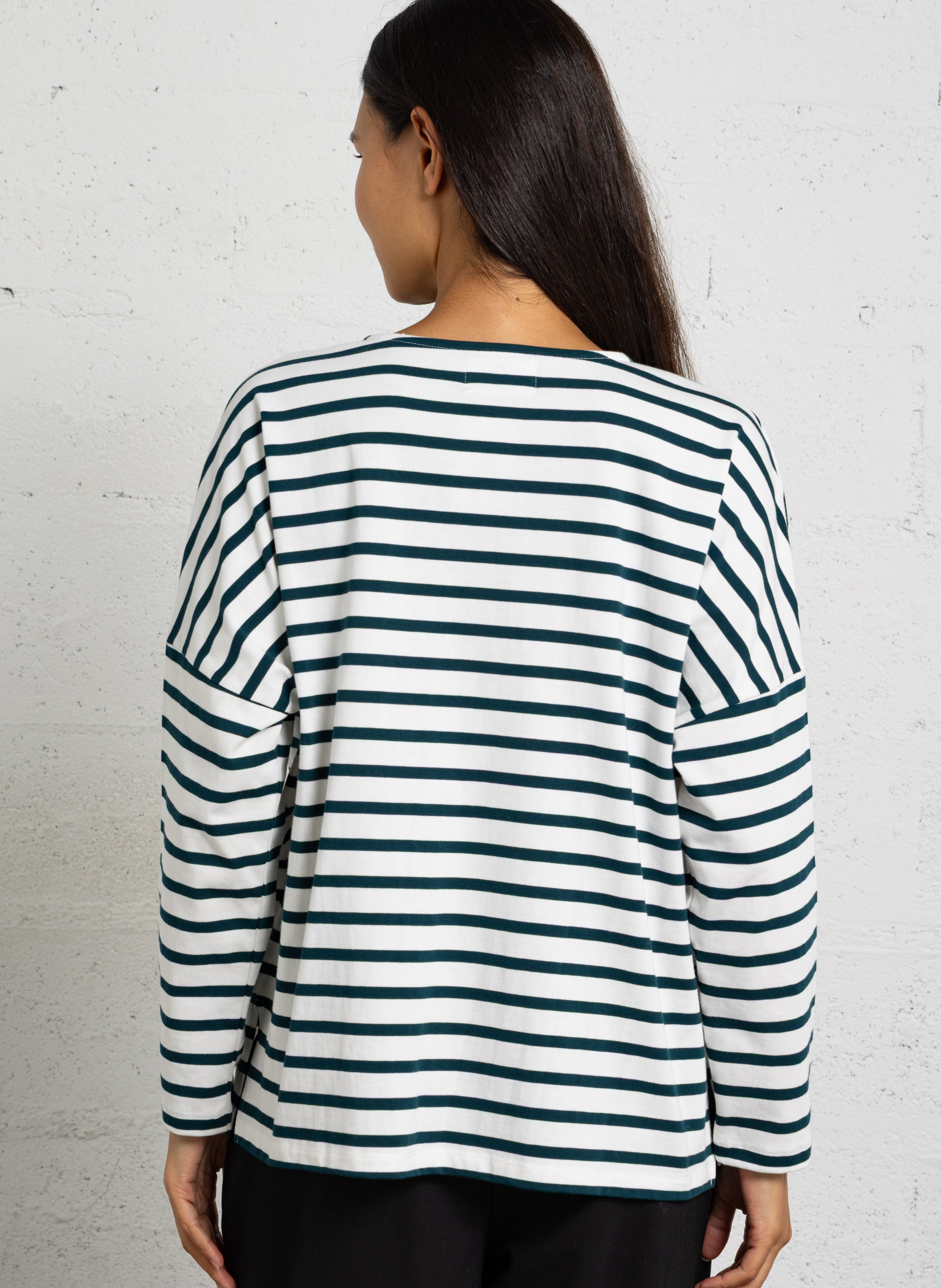 Tee-shirt oversize col rond en coton rayé DES PETITS HAUTS Multicolore