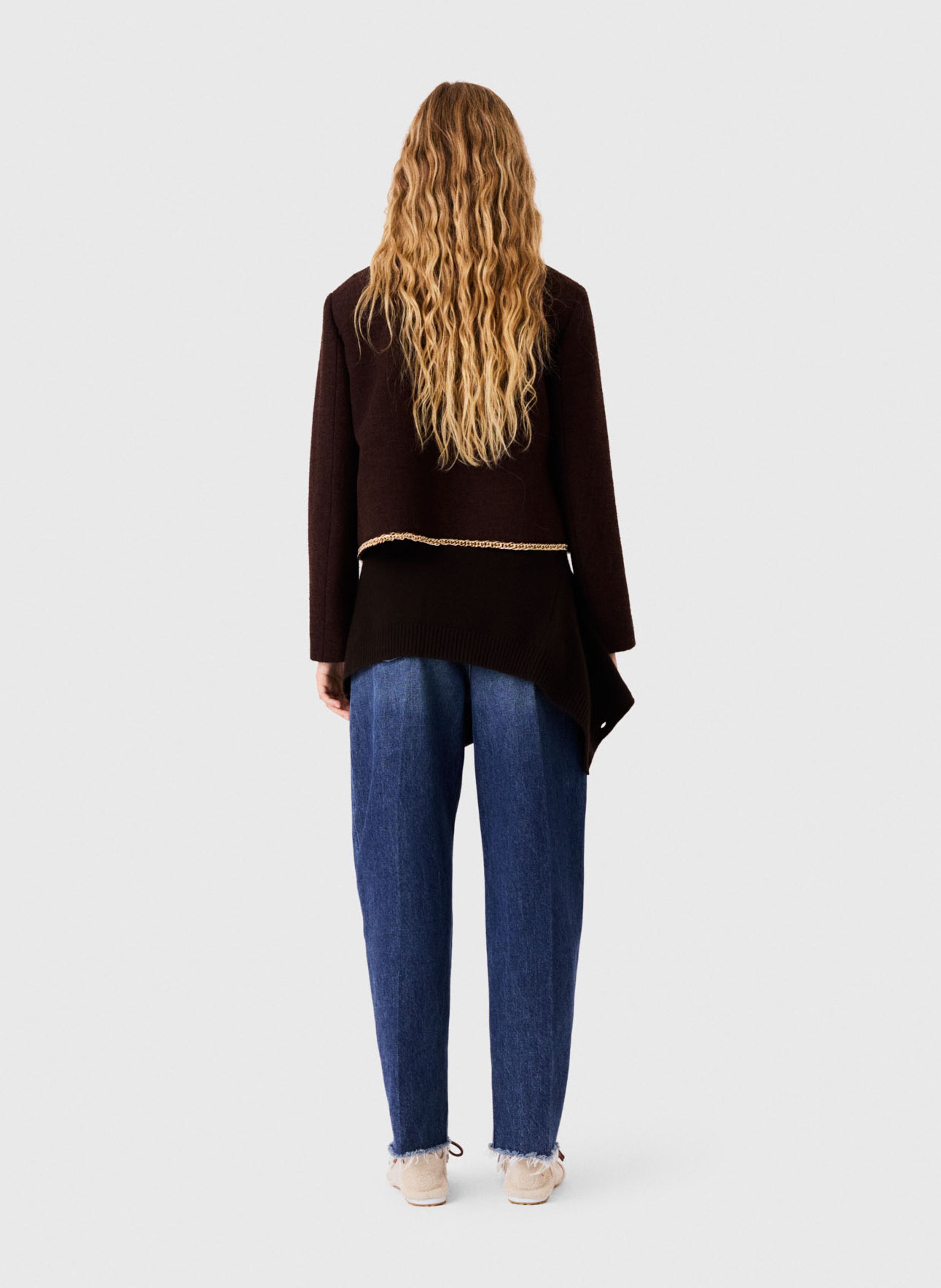 Veste courte droite col rond MAJE Bruin