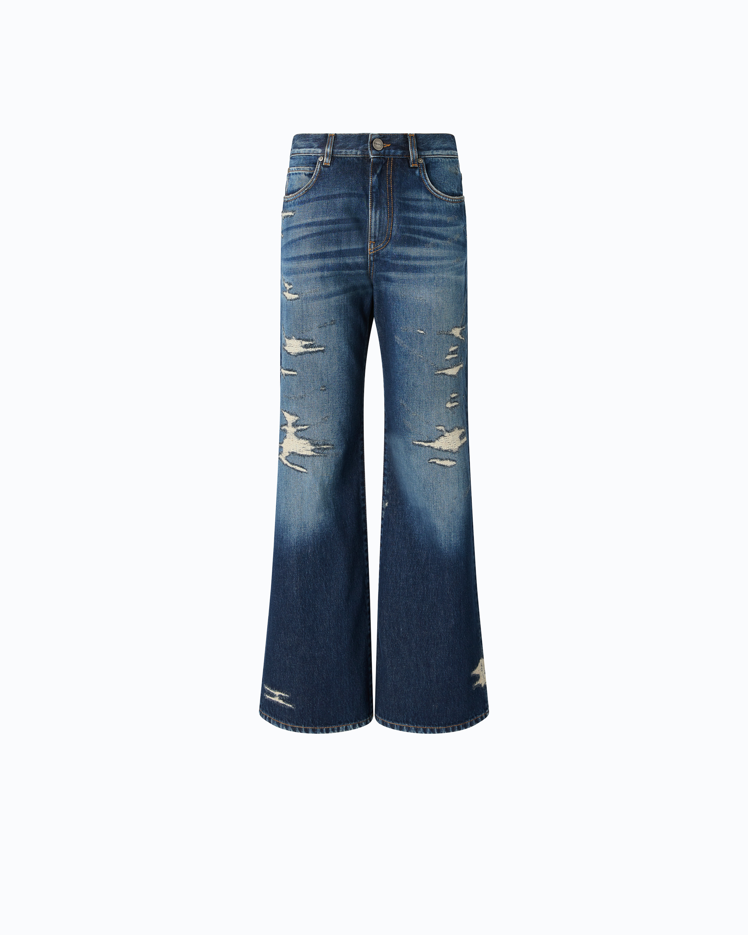 Jean wide leg troué PINKO Bleu