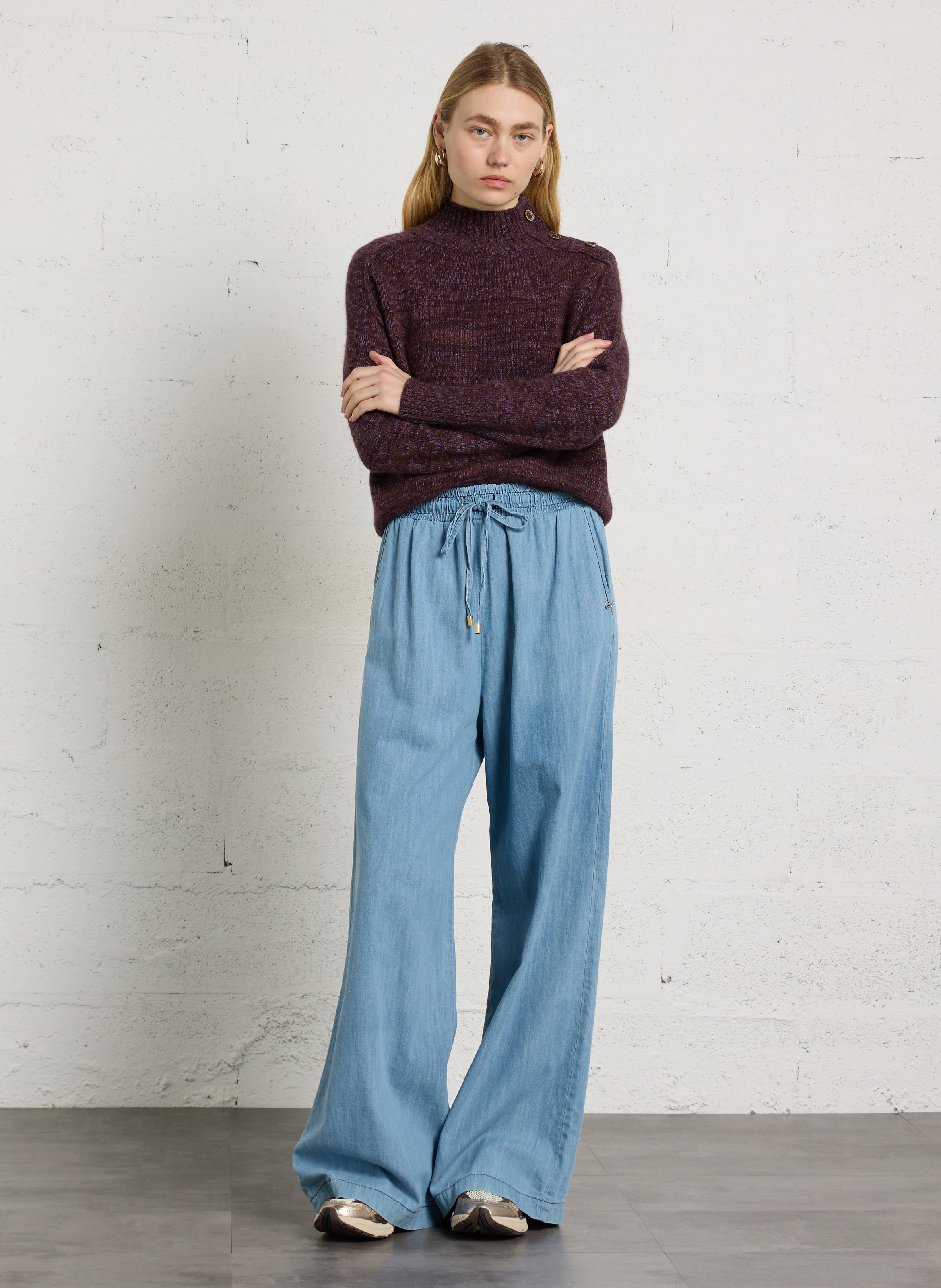Pantalon large en coton PLEASE Bleu