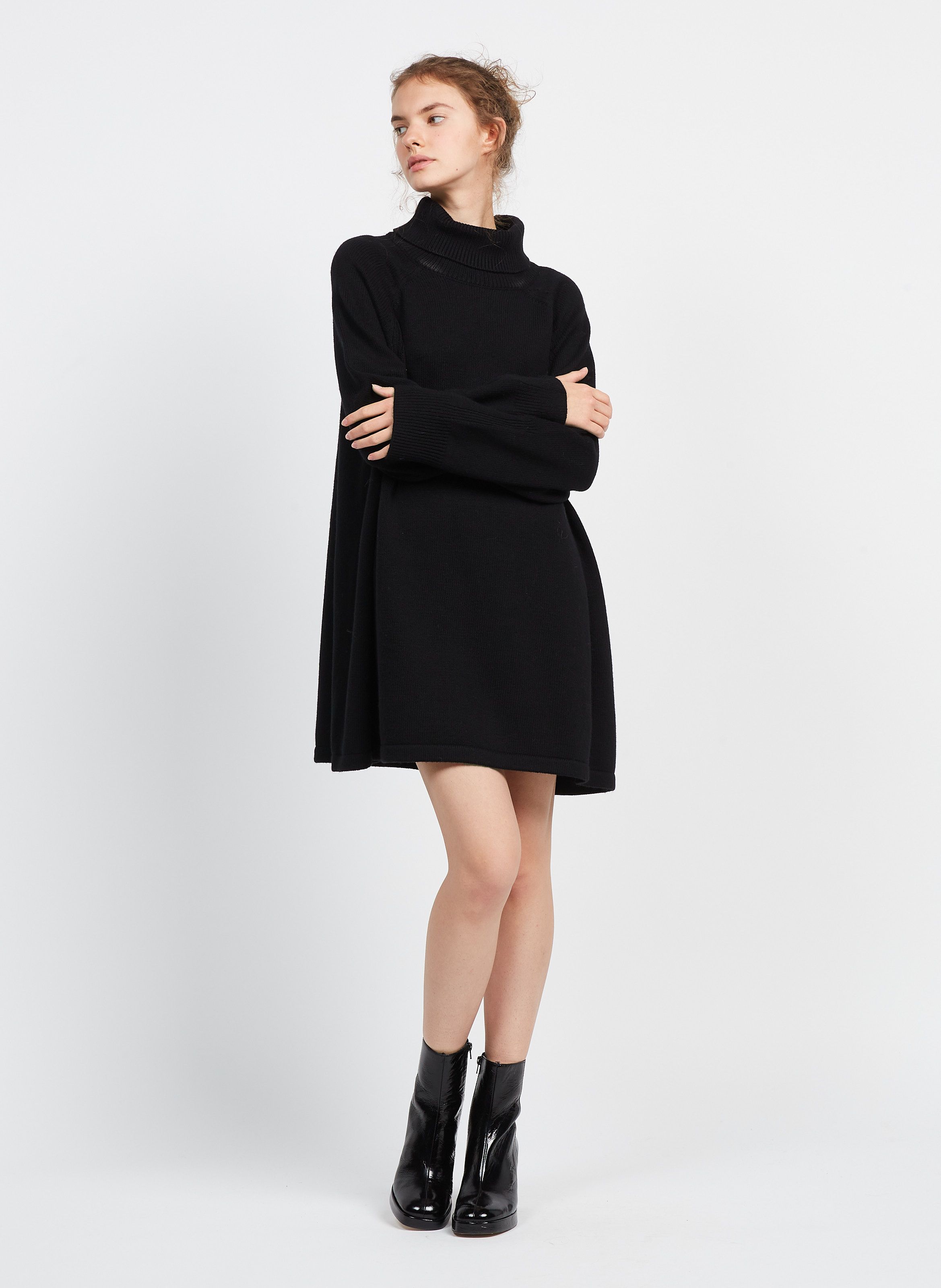 Robe Courte Col Roul En Laine M lang Medee Noir Ba sh Femme