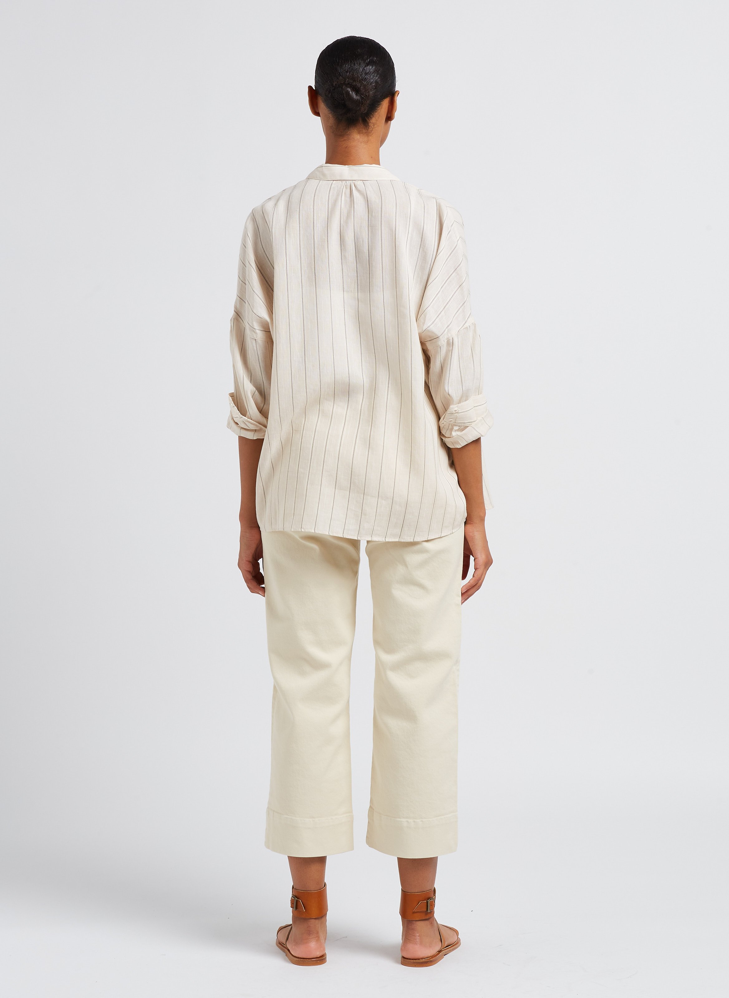 Cropped flared cotton jeans SESSUN Beige