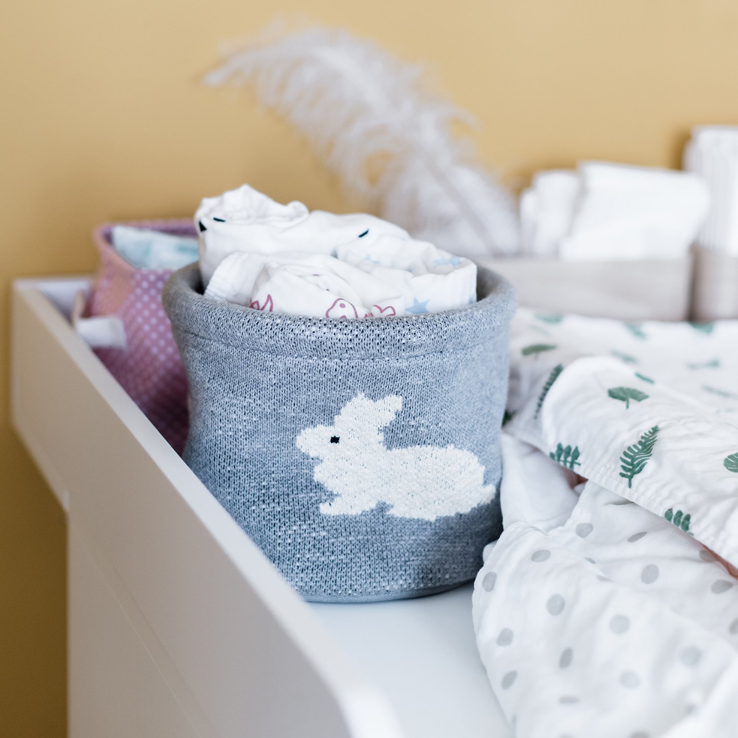 Small cotton storage basket KINDSGUT Grey